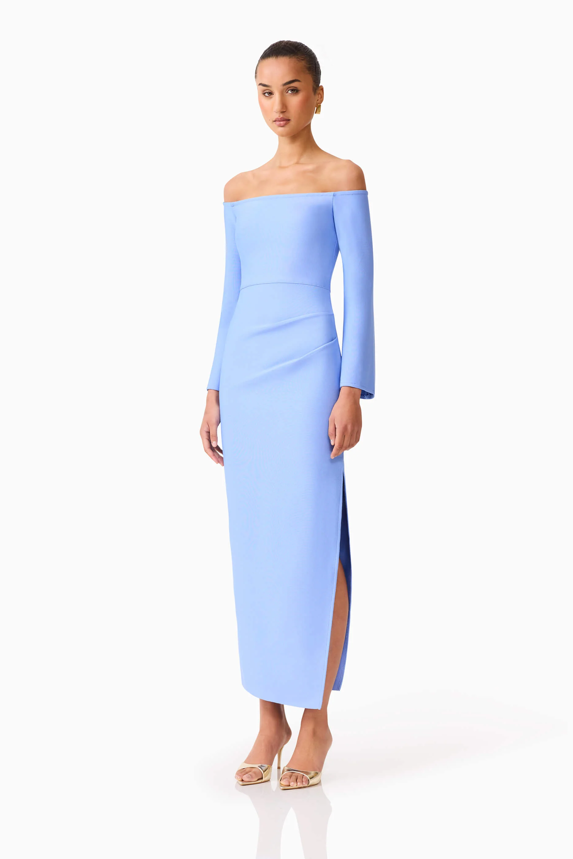Sonya Long Sleeve Midi Dress in Blue - Image 4