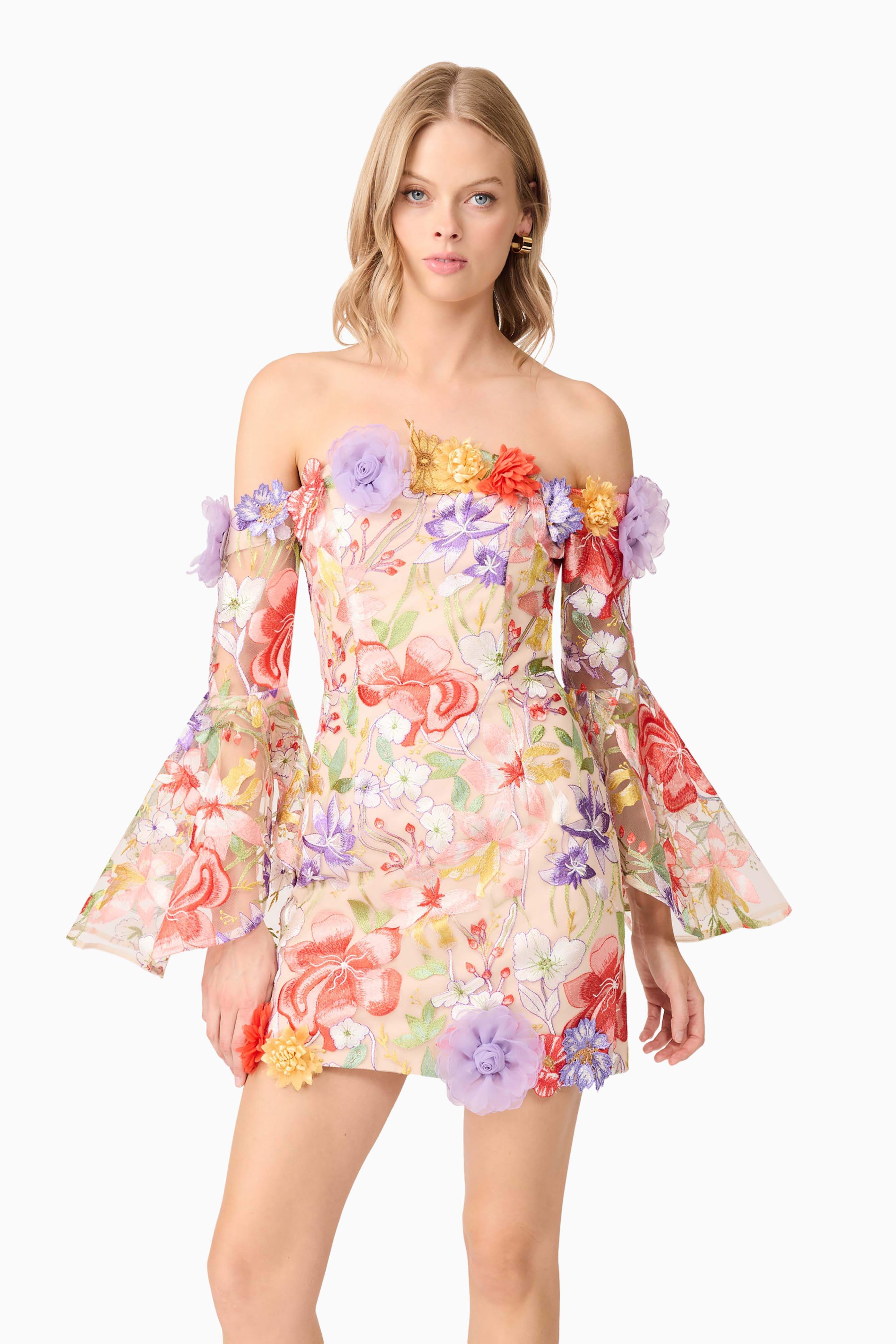 Sophie Off The Shoulder Mini Dress in Floral - Image 2