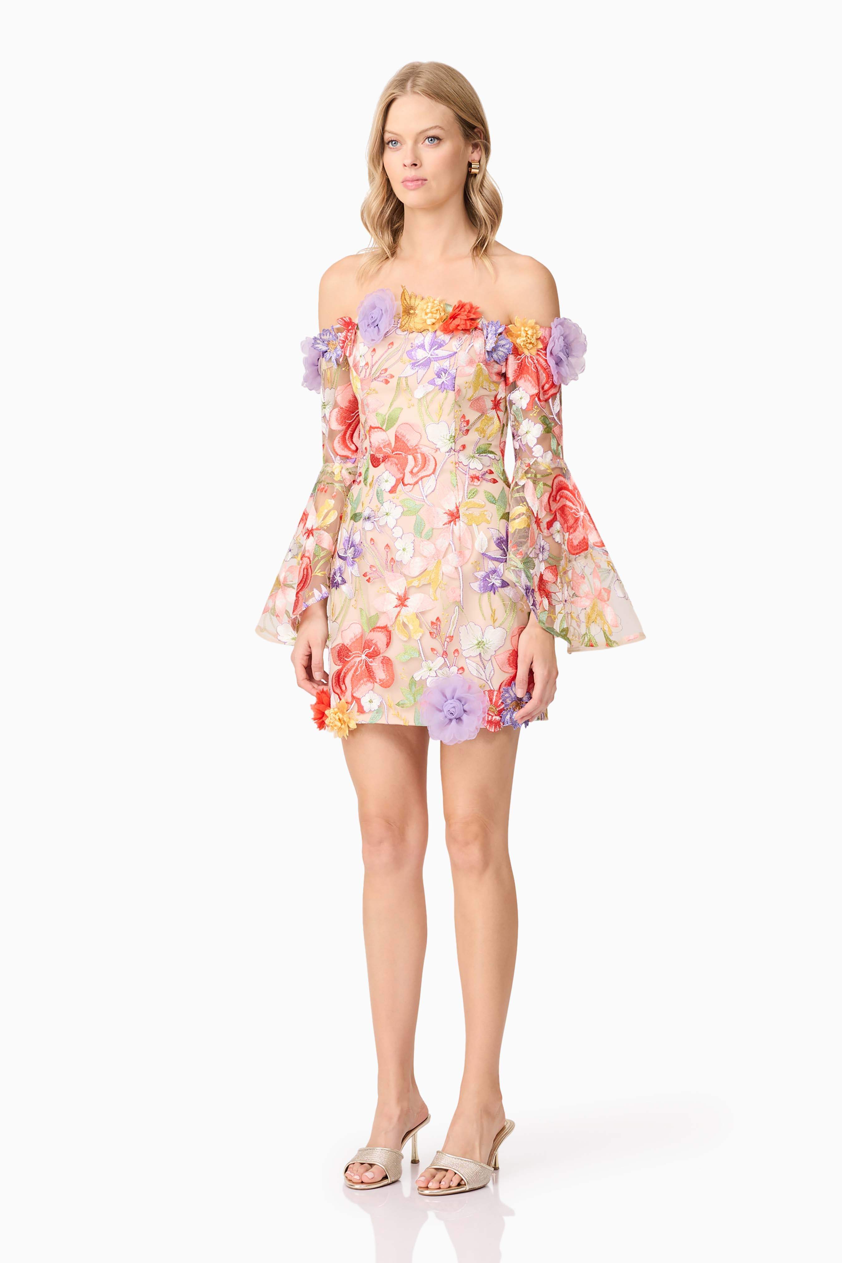 Sophie Off The Shoulder Mini Dress in Floral - Image 3