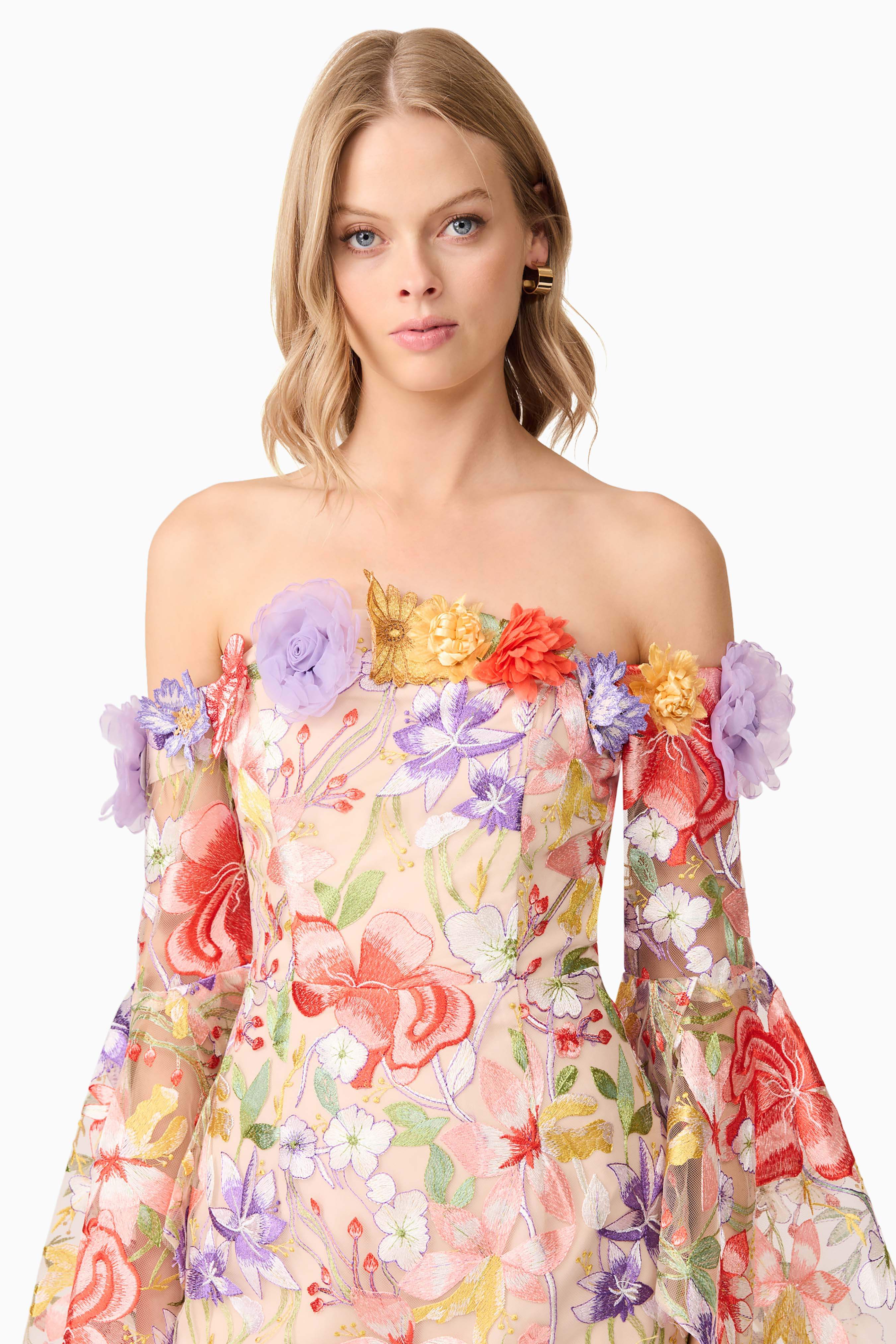 Sophie Off The Shoulder Mini Dress in Floral - Image 6