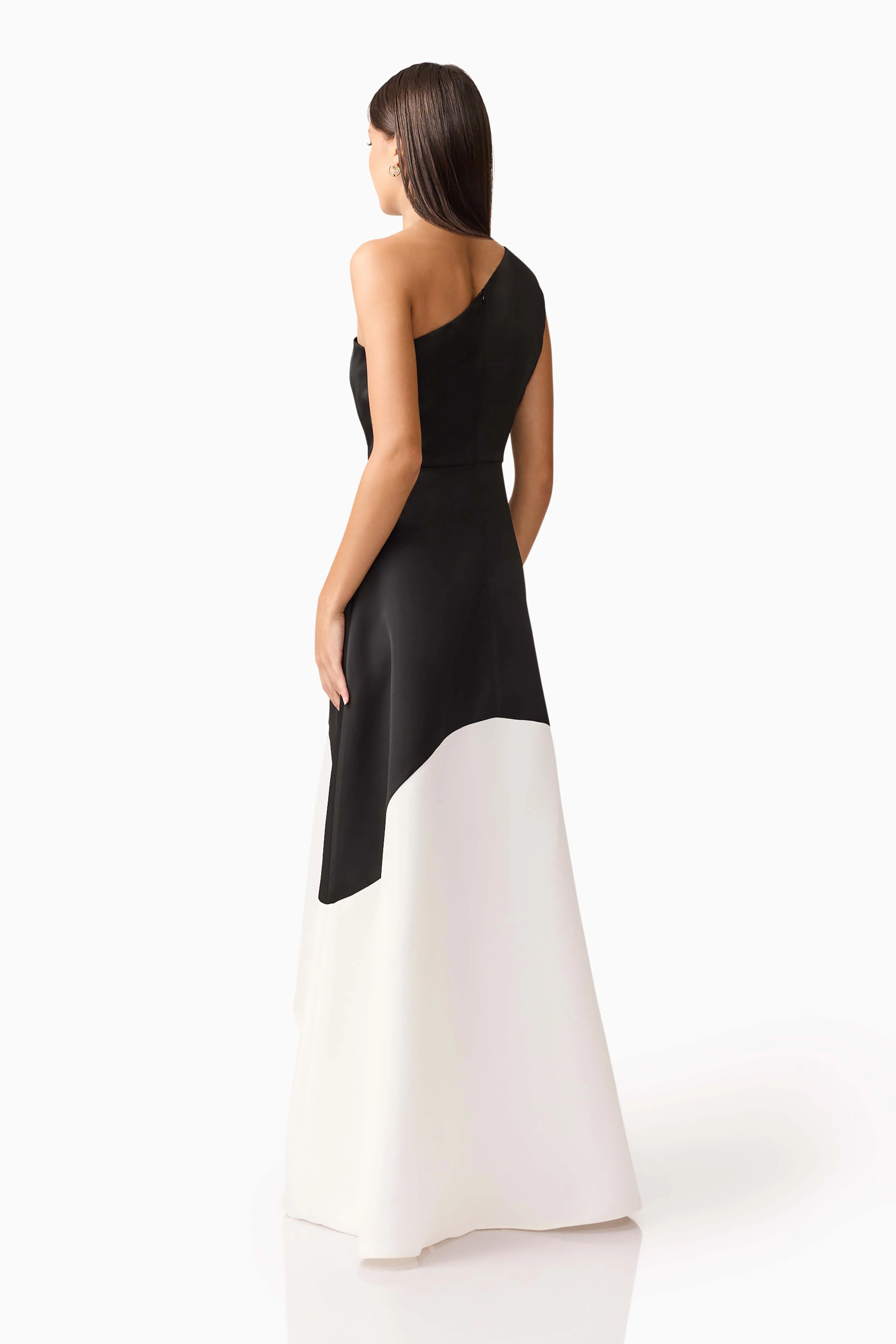 Sorrel One Shoulder Gown in Black & White - Image 5