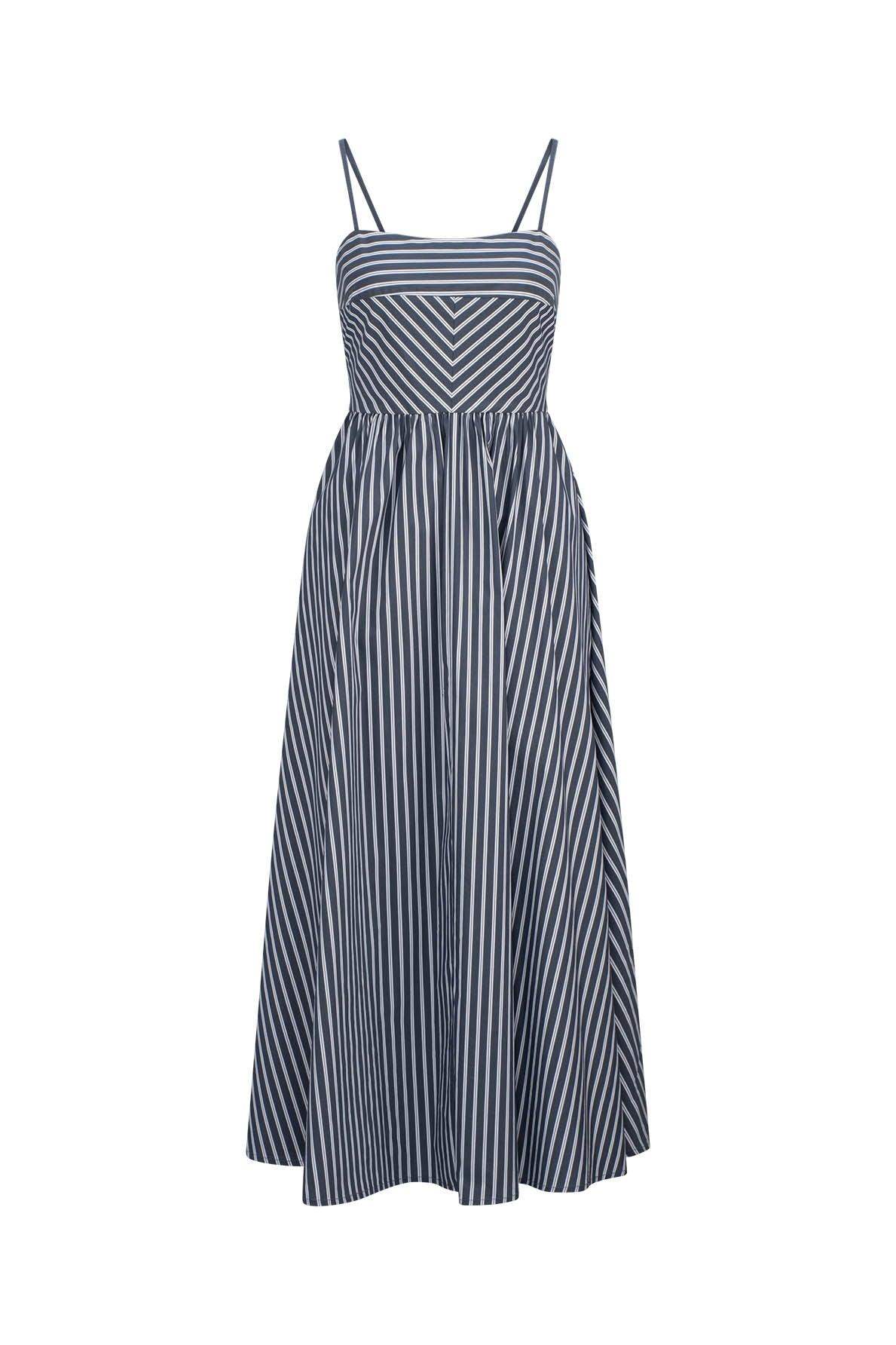 CURAAE Spring Sun Dress in Navy Stripe - Image 5