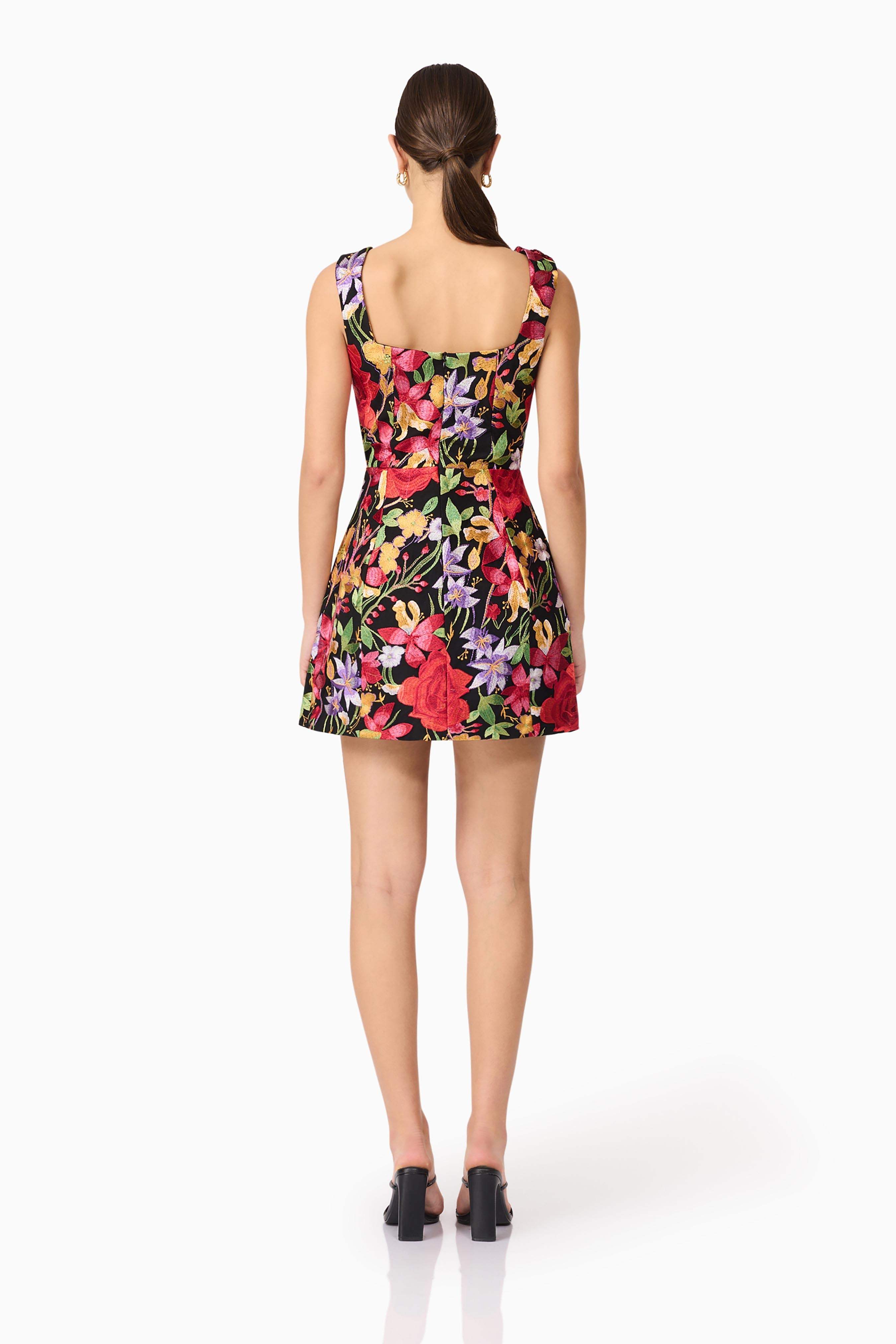 Talia Mini Dress in Black Floral - Image 6