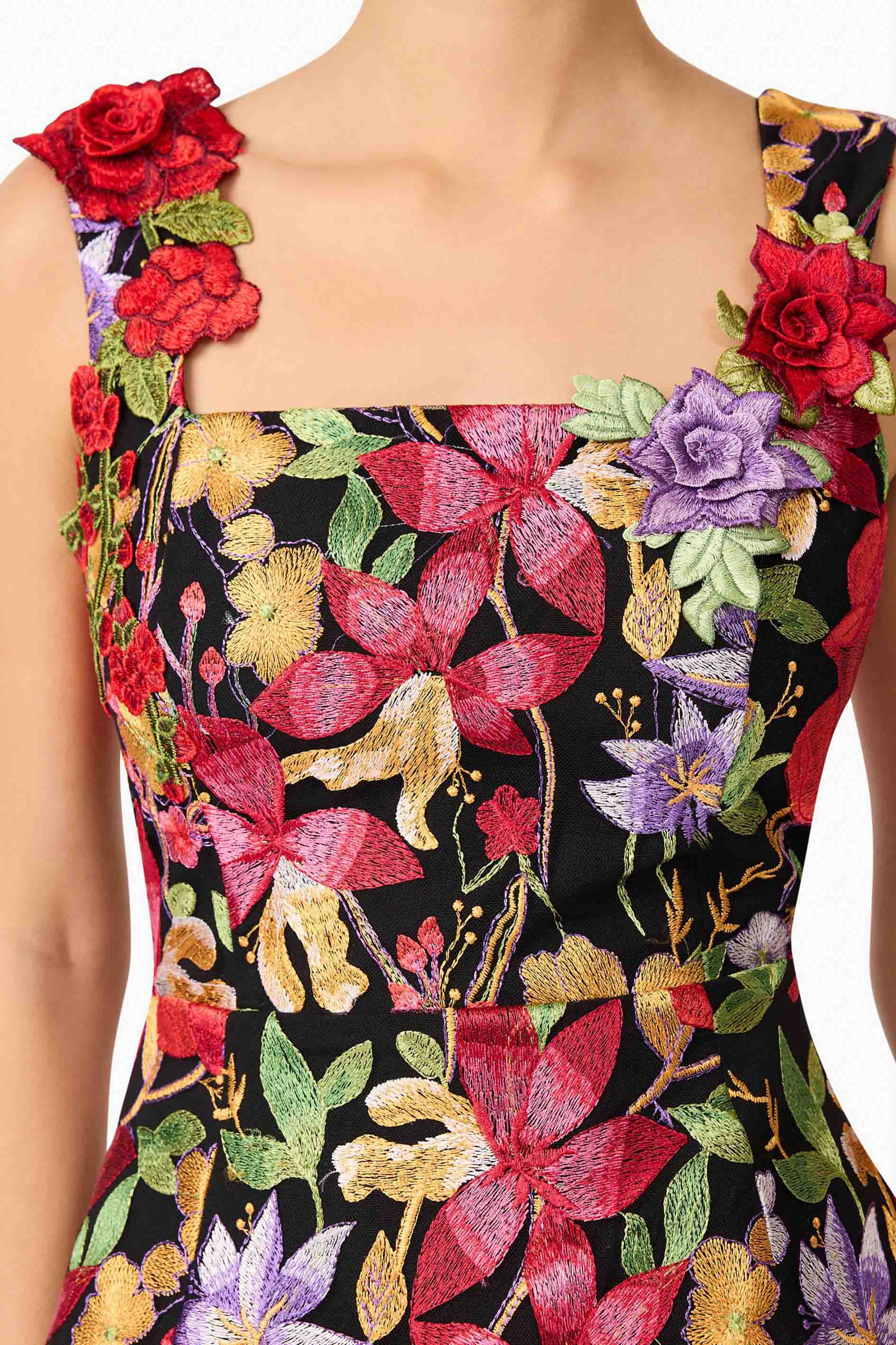 Talia Mini Dress in Black Floral - Image 7