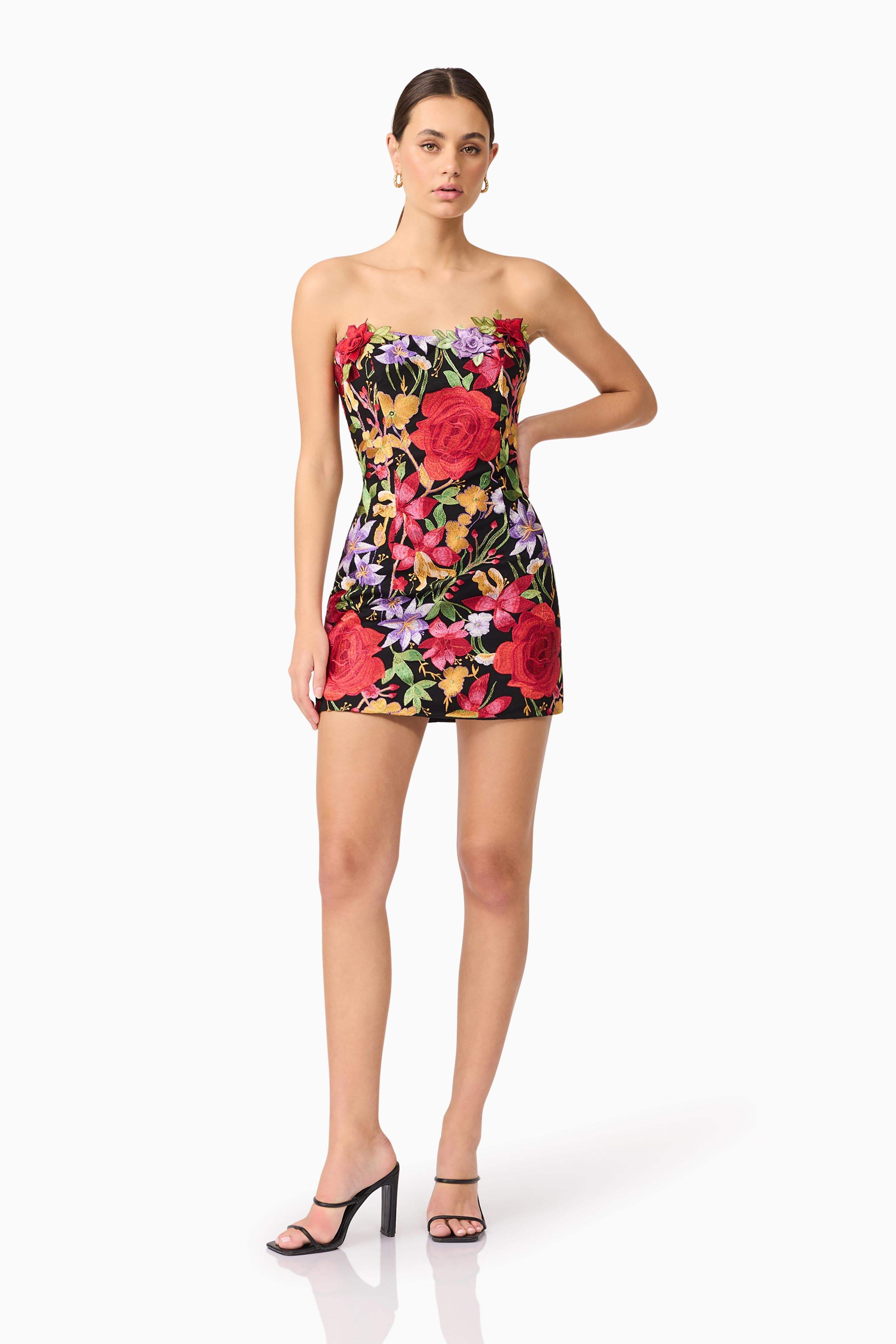 Talia Strapless Maxi Dress in Black Floral - Image 6