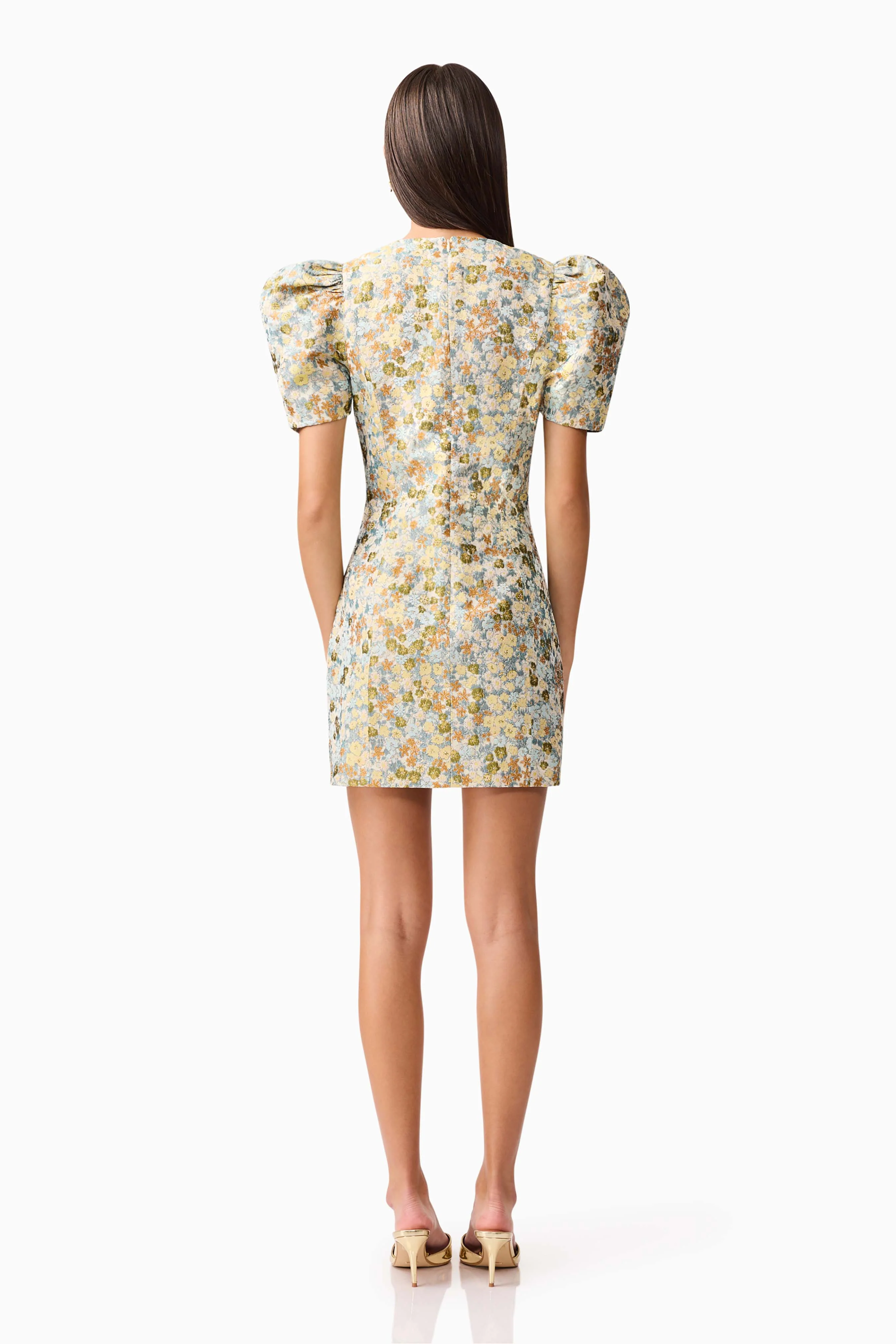 Tasmin Puff Sleeve Mini Dress in Blue & Yellow Floral - Image 5