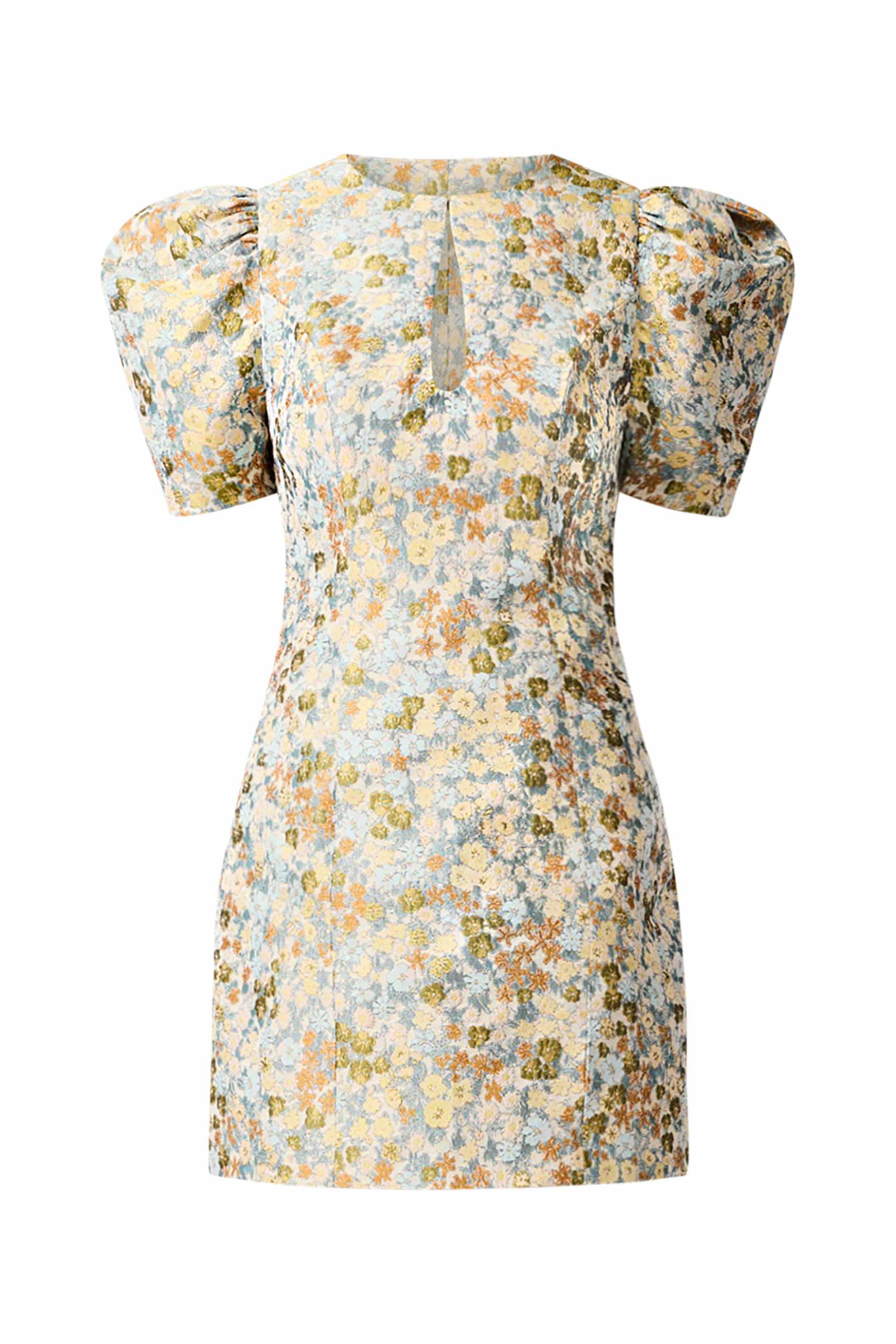 Tasmin Puff Sleeve Mini Dress in Blue & Yellow Floral - Image 8