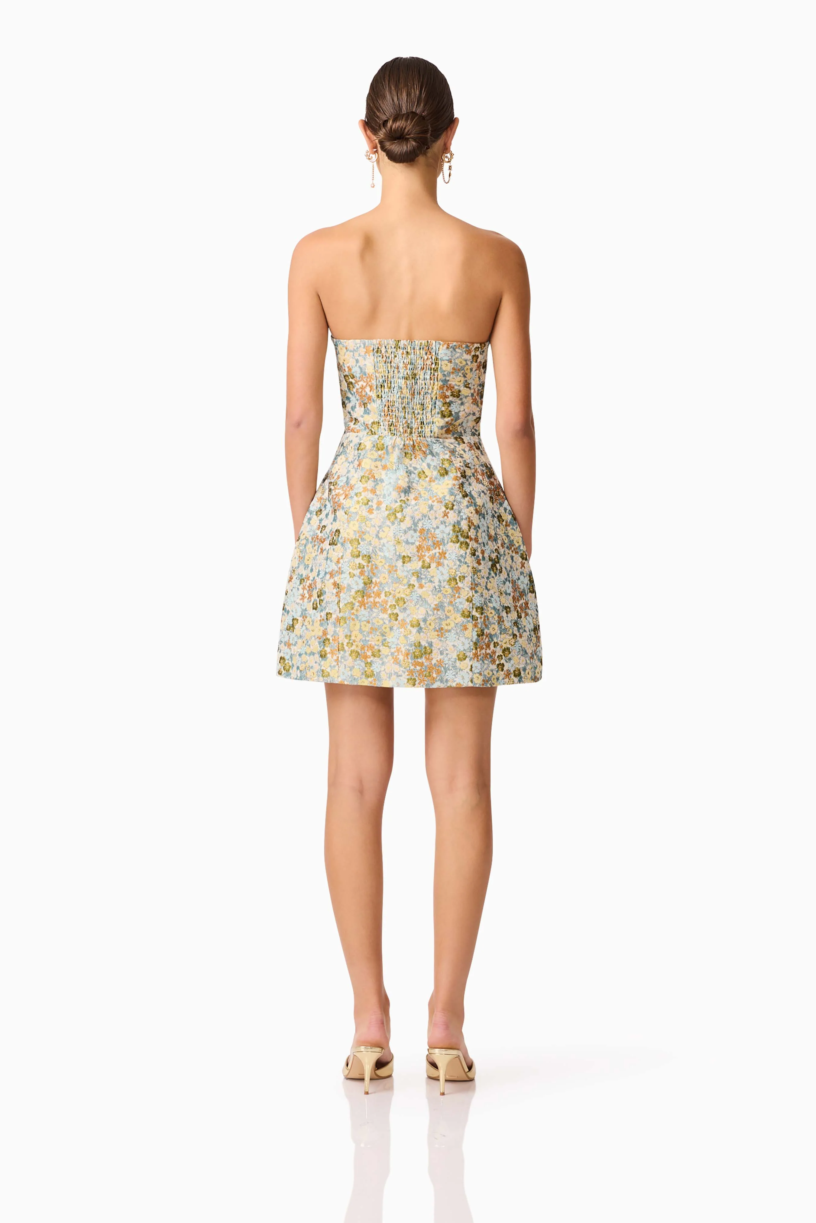 Tasmin Strapless Mini Dress in Blue & Yellow Floral - Image 5