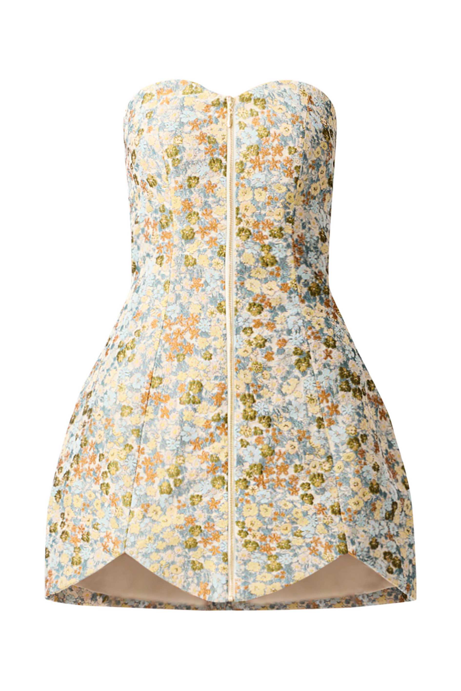 Tasmin Strapless Mini Dress in Blue & Yellow Floral - Image 8