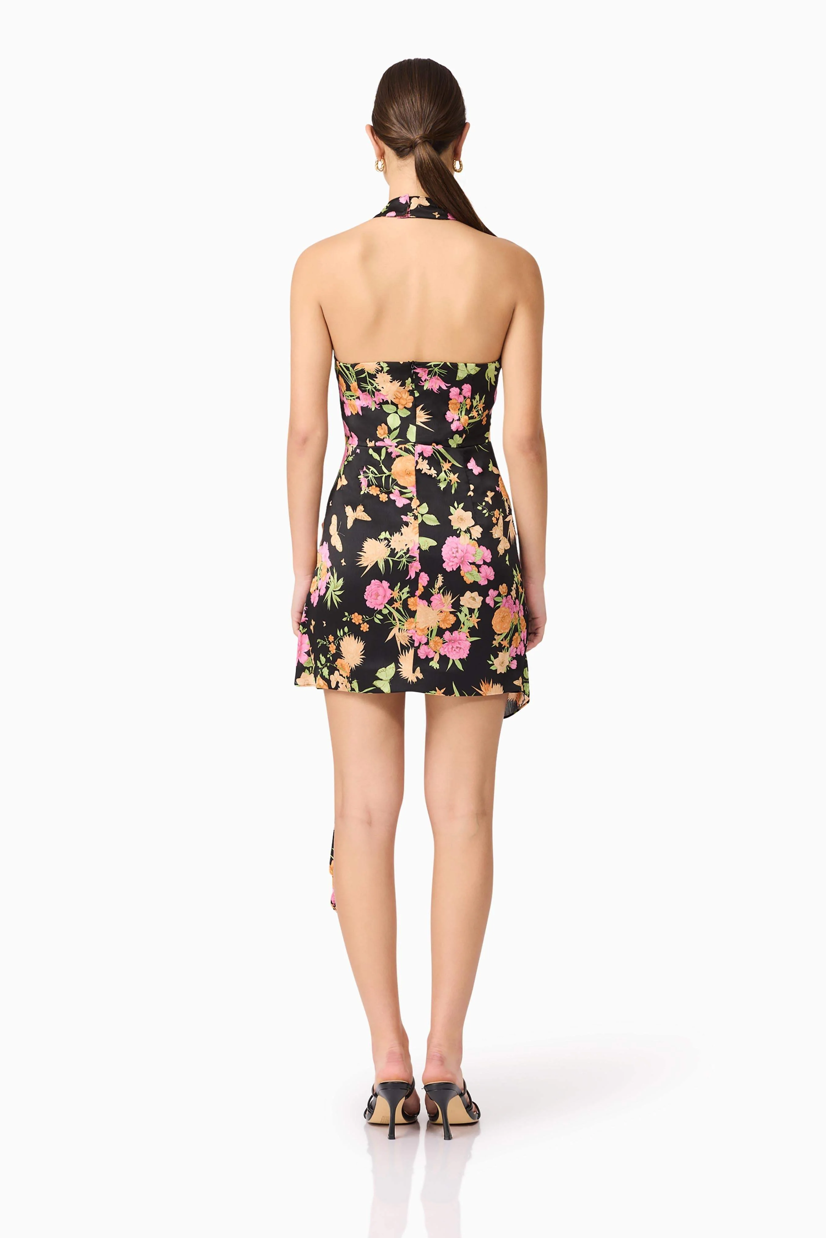 Tess Floral Halter Dress in Black - Image 7