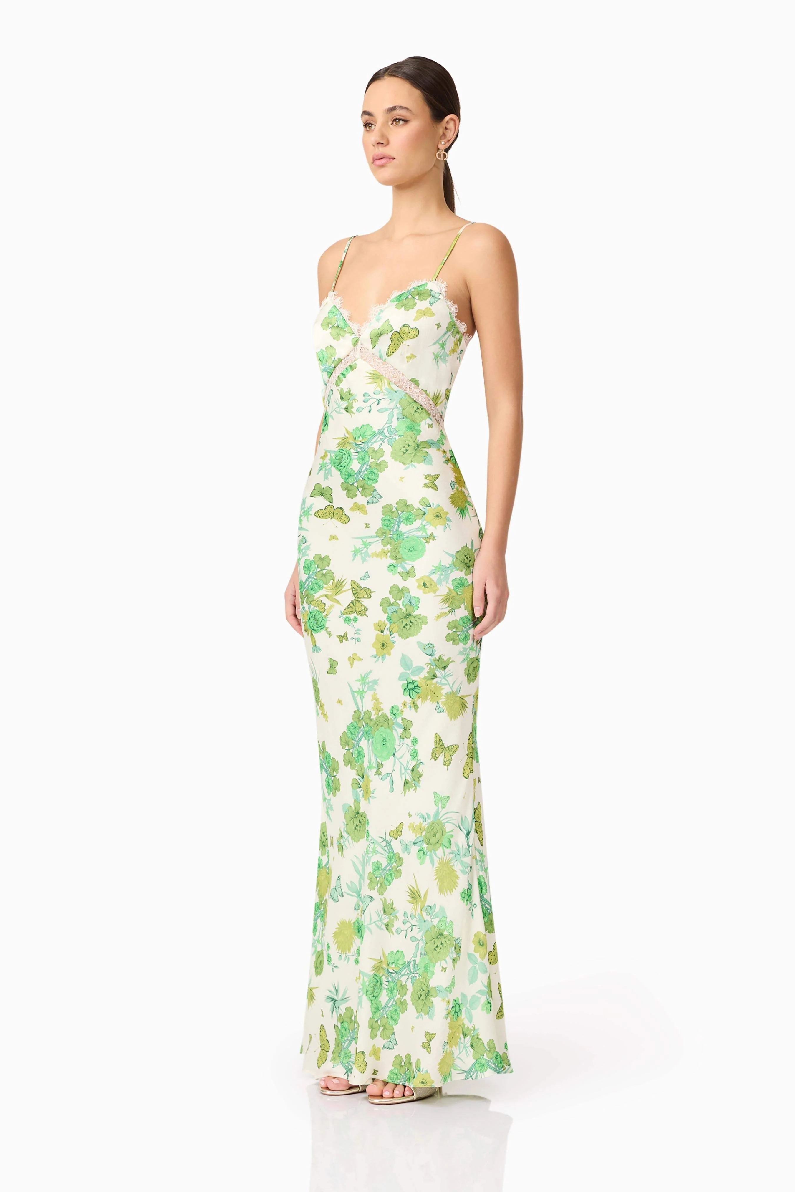 Tess Floral Maxi Dress in Green - Image 4