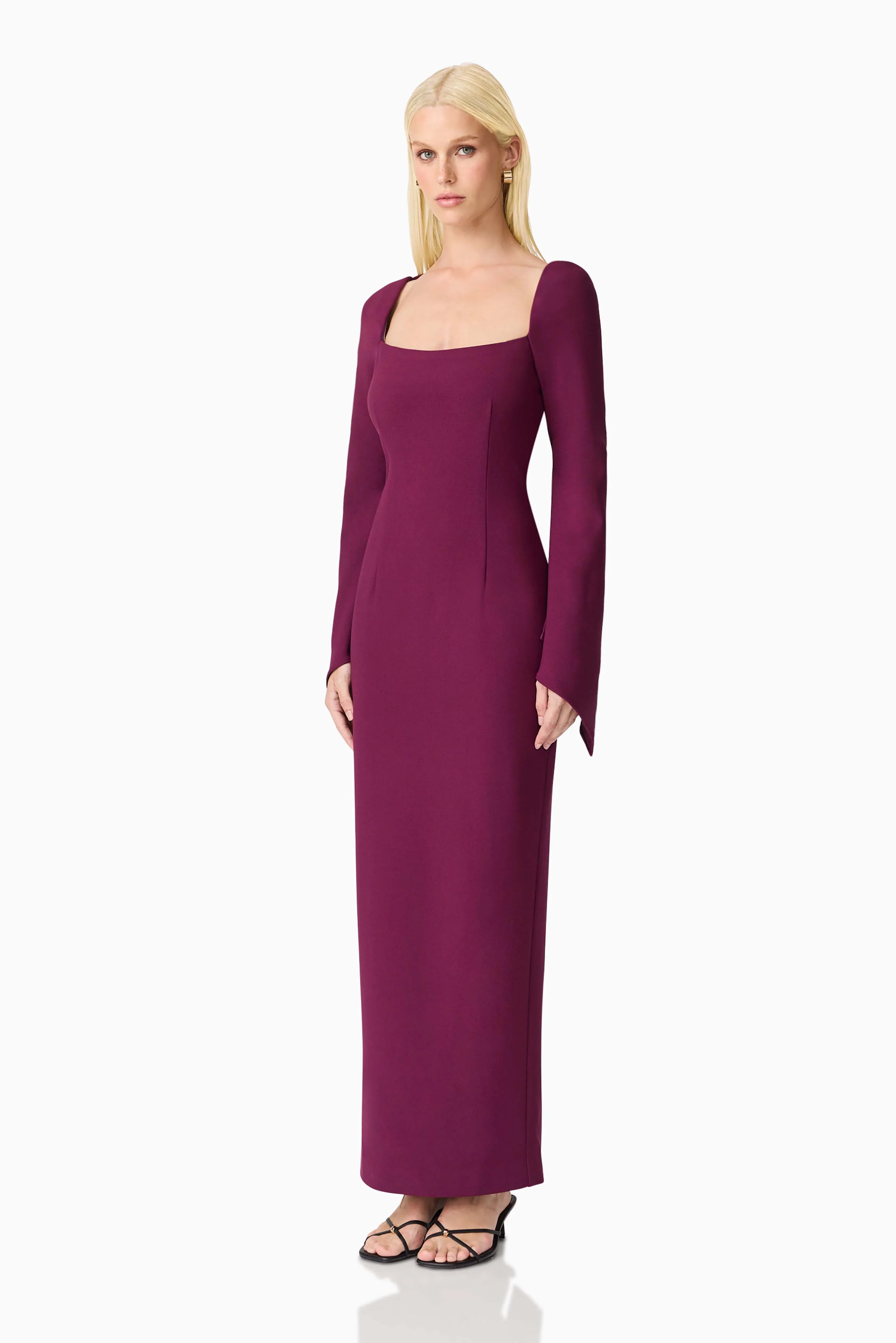 Theresa Long Sleeve Gown in Burgundy - Image 4