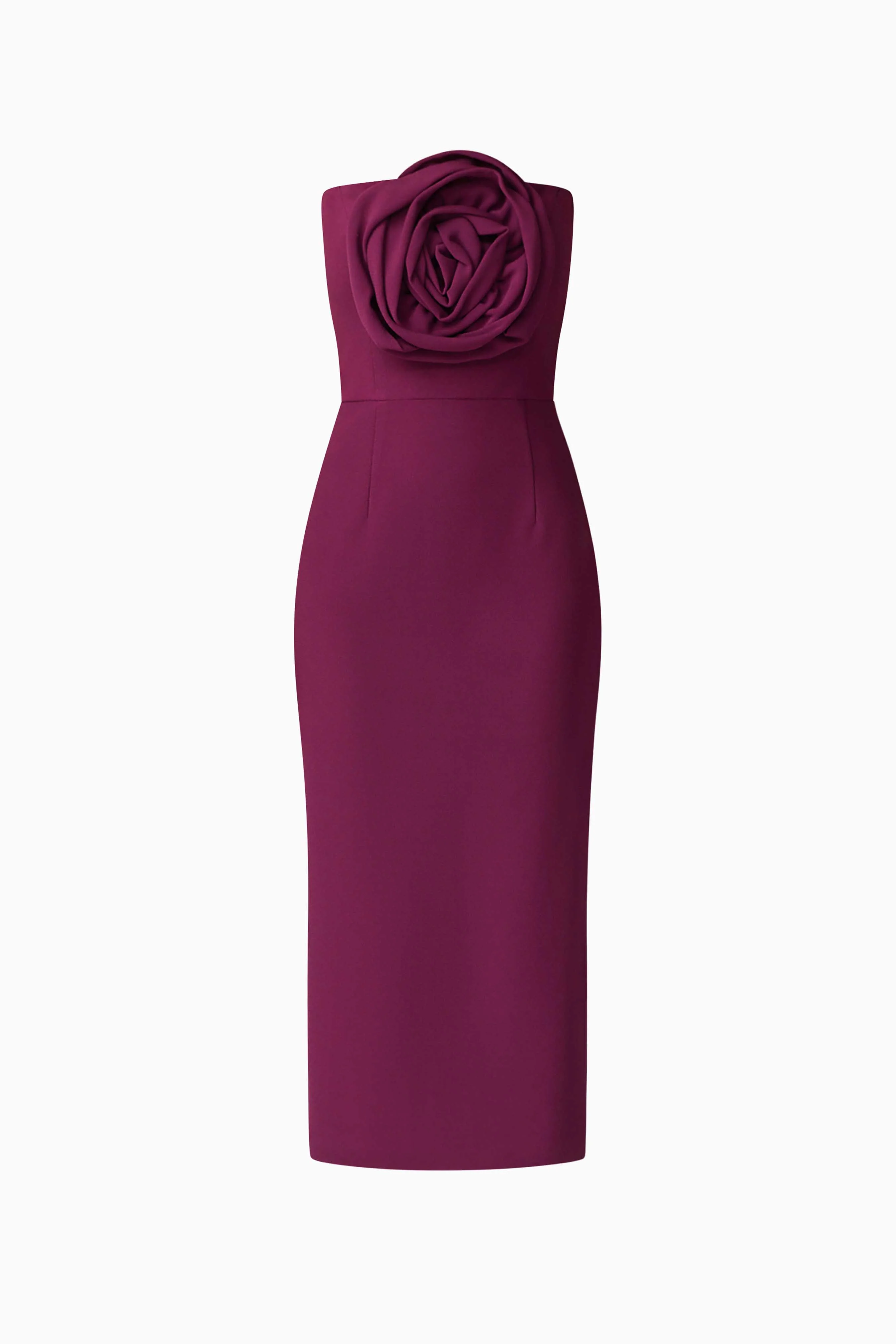 Theresa Strapless Midi Dress in Burgundy - Image 8