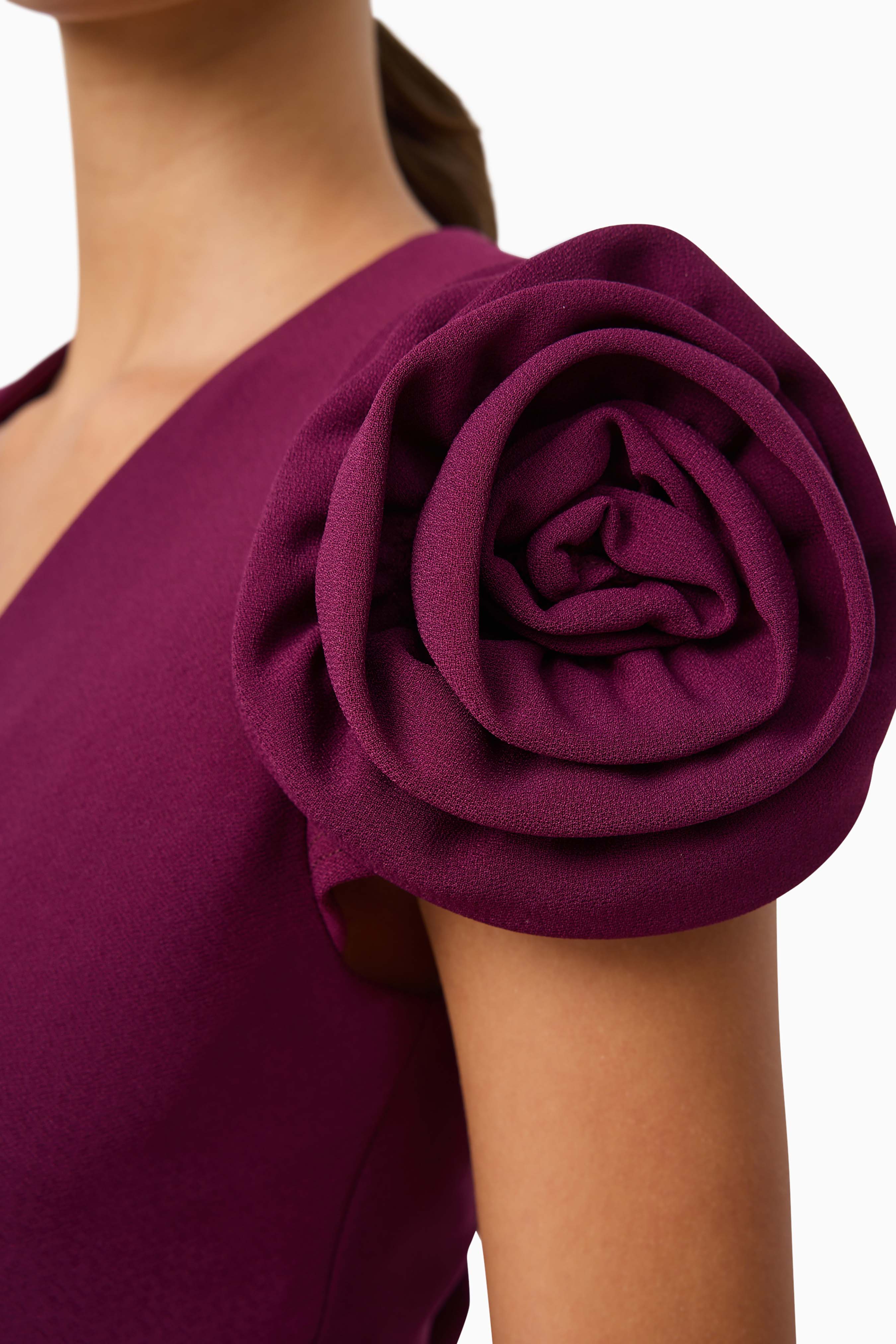 Theresa V-Neck Mini Dress in Burgundy - Image 8