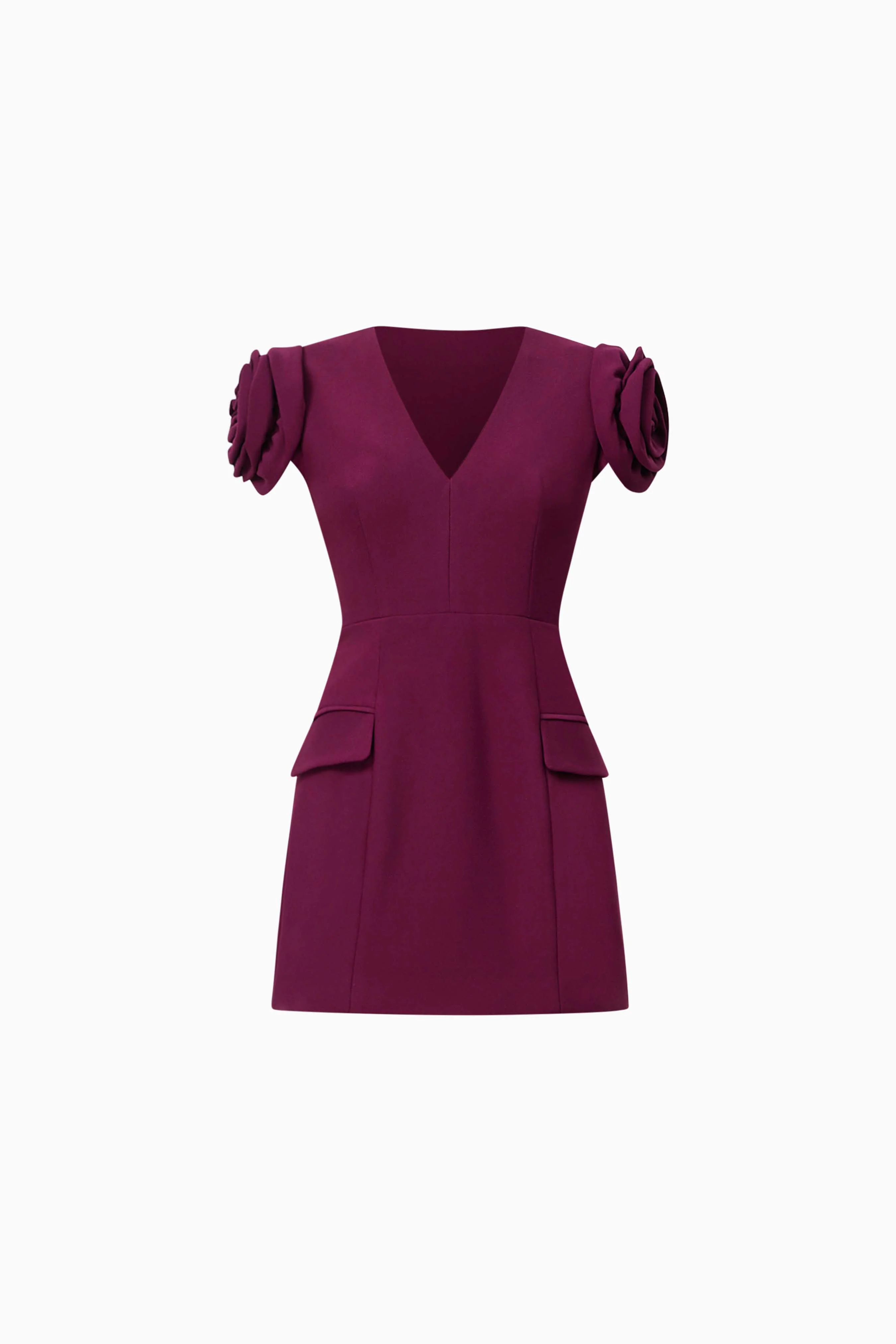 Theresa V-Neck Mini Dress in Burgundy - Image 9
