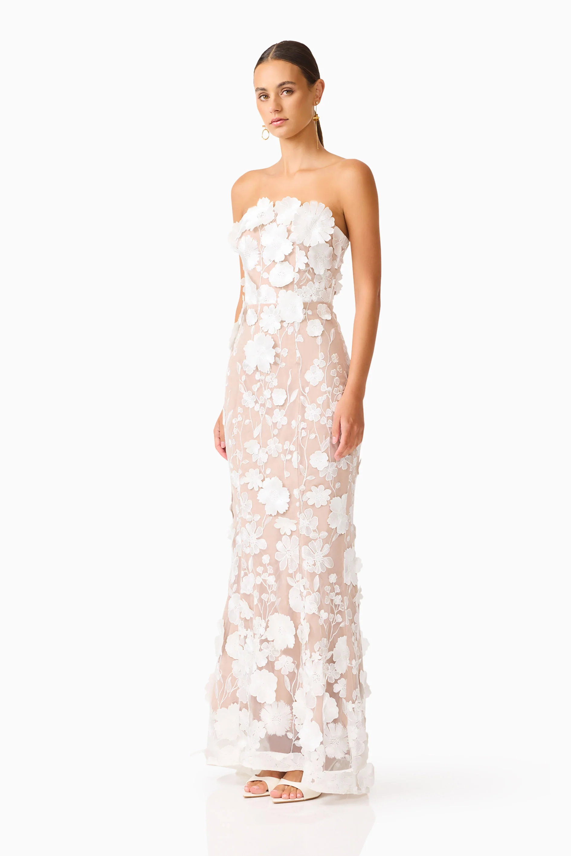 Tiana Floral Maxi Dress in White - Image 10