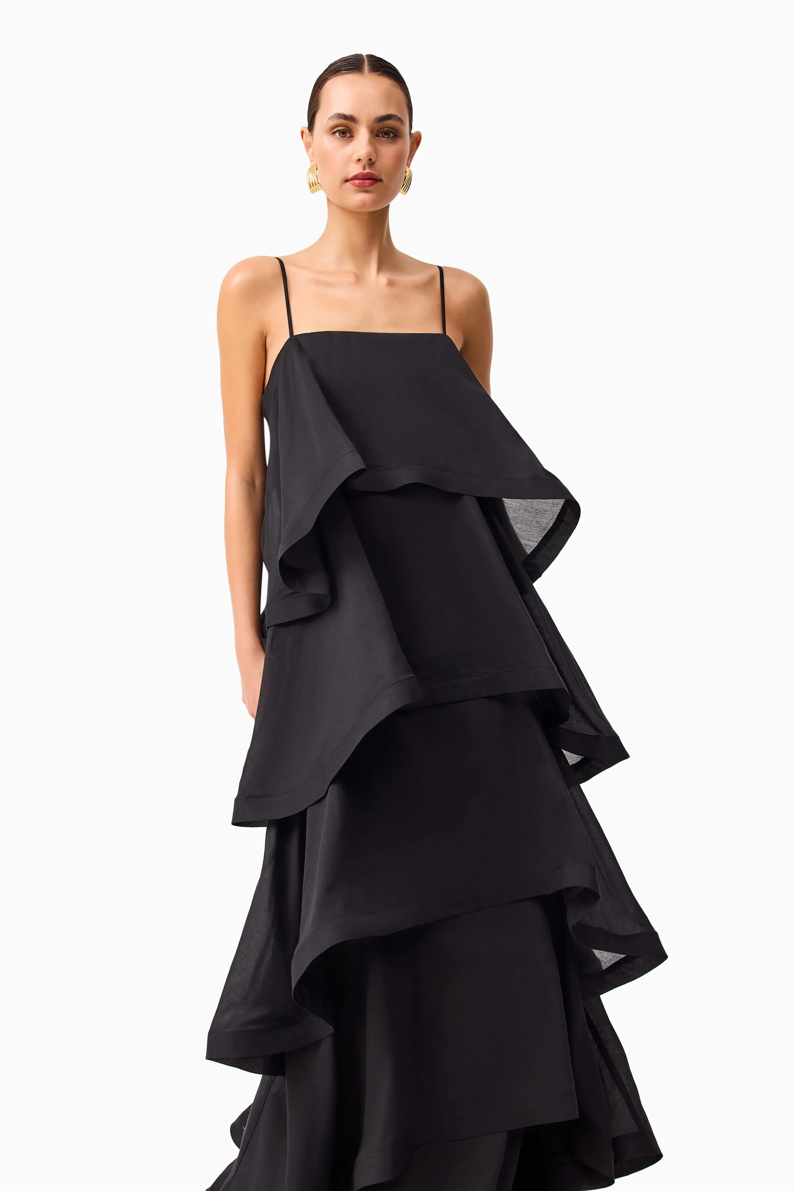 Tilly 5 Tiered Maxi Dress in Black - Image 8