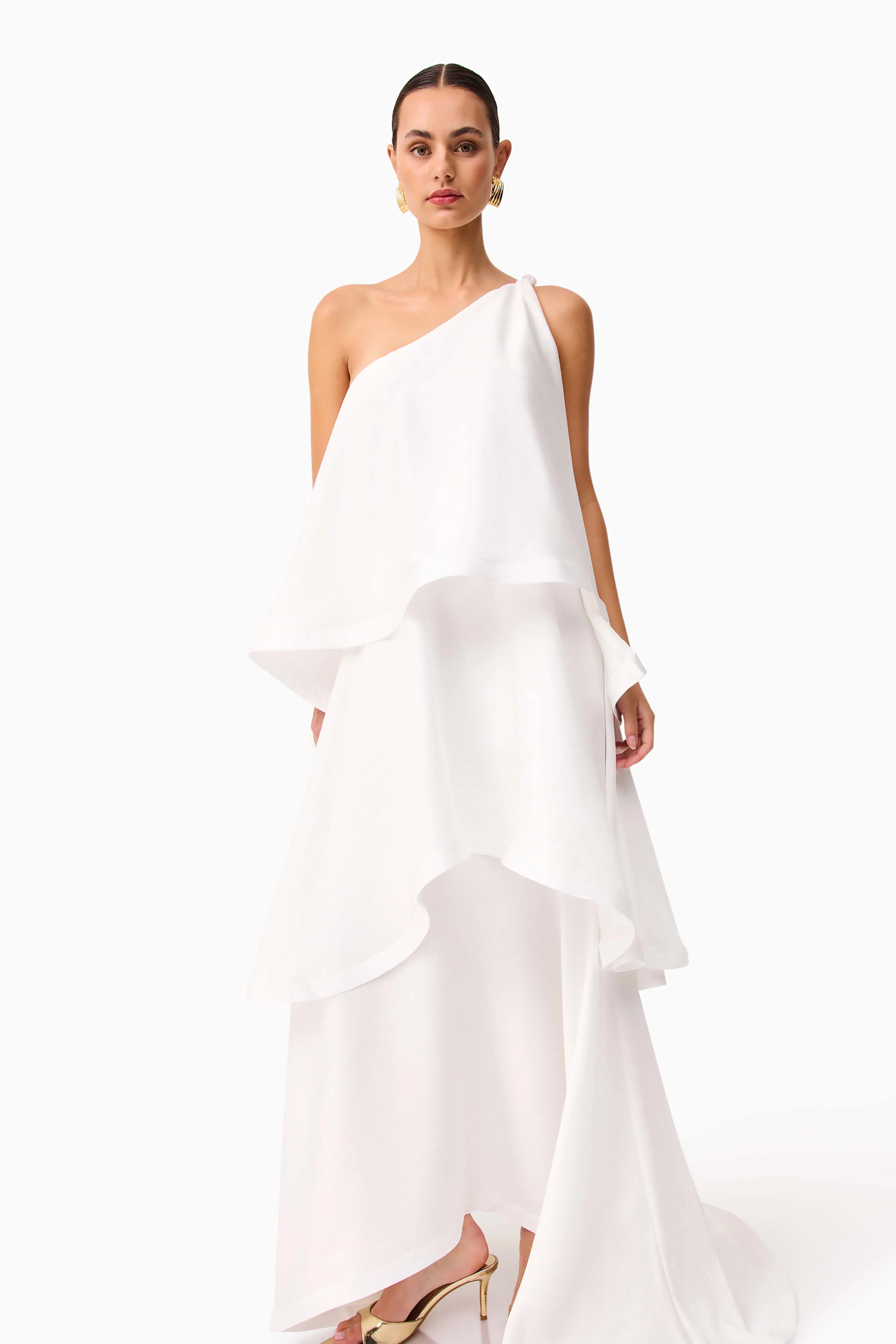Tilly One Shoulder Maxi Dress in White - Image 4
