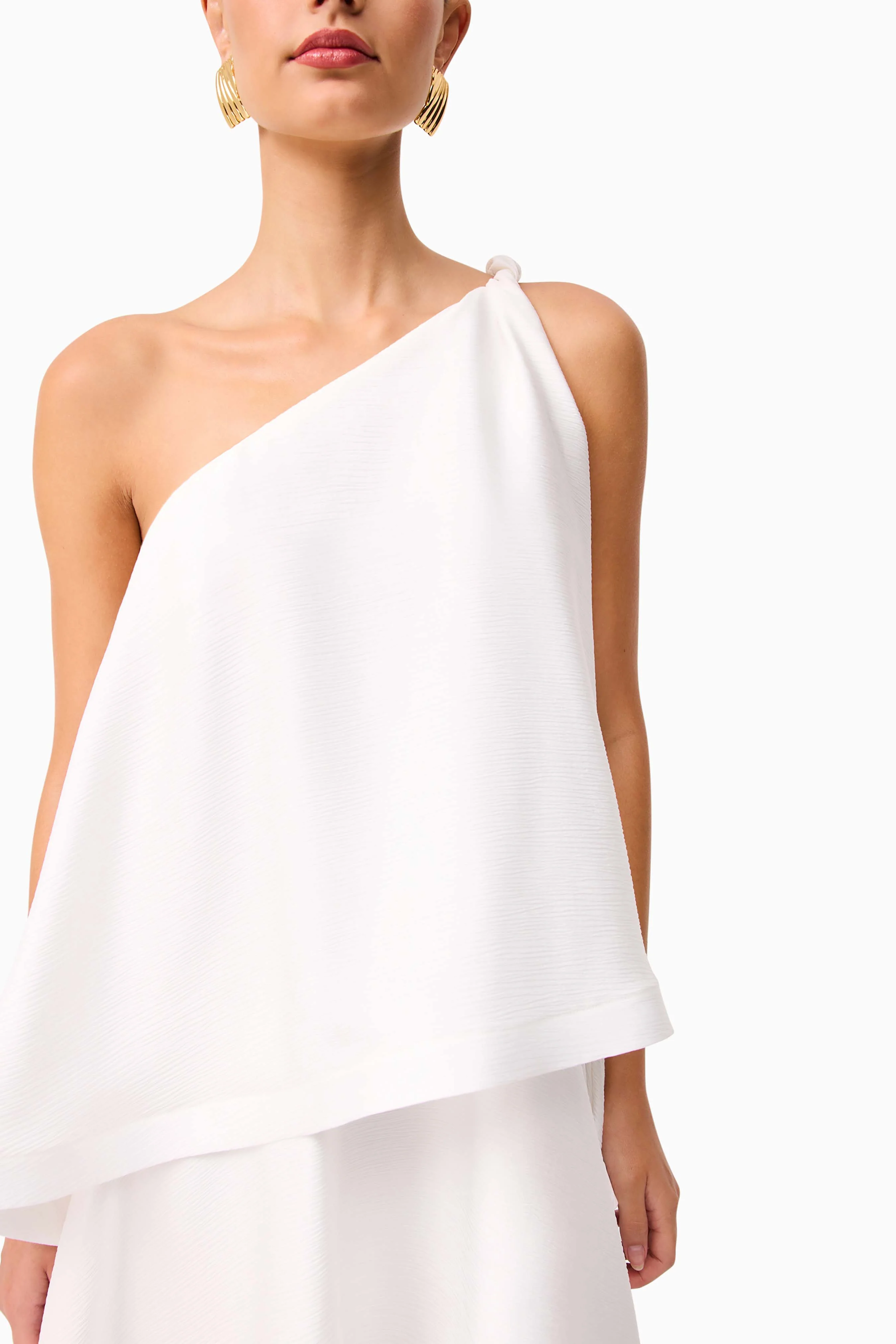 Tilly One Shoulder Maxi Dress in White - Image 7