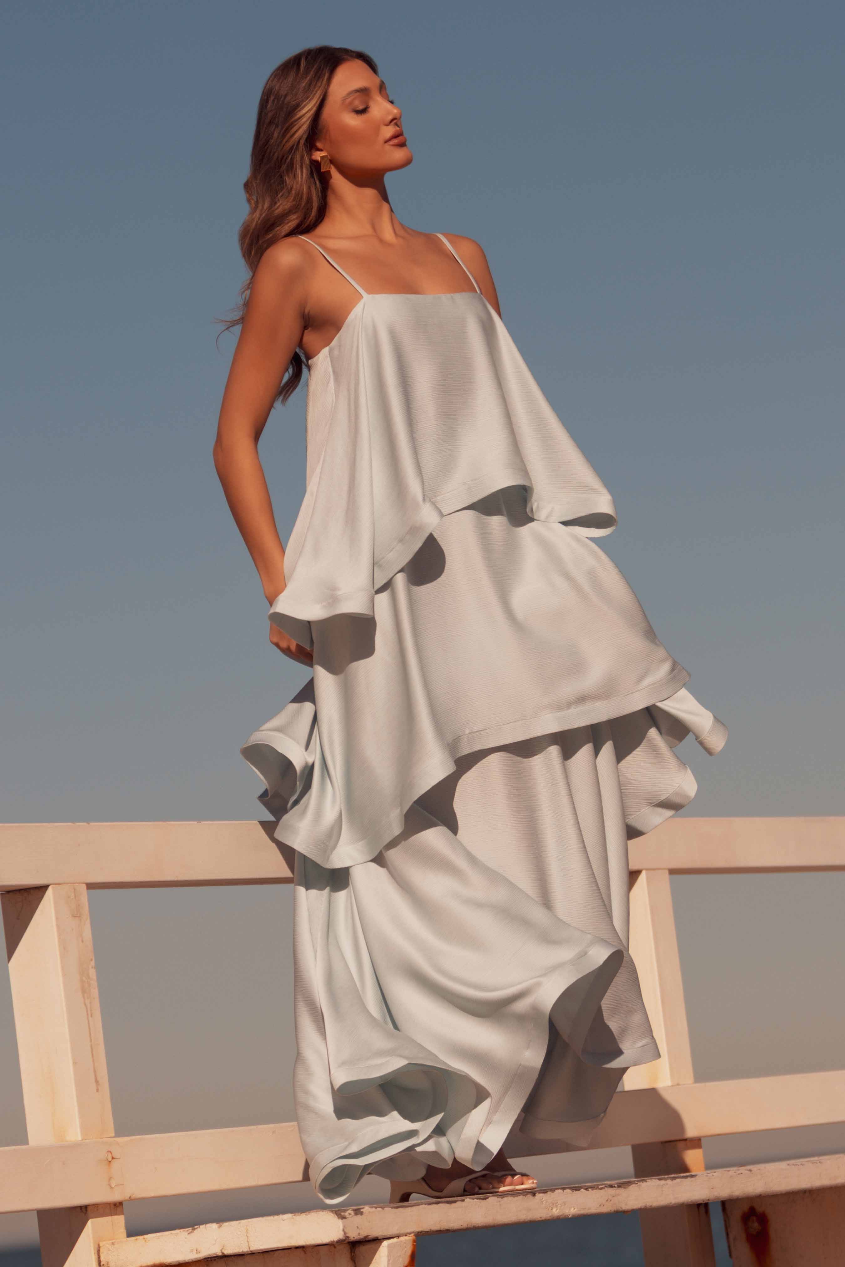 Tilly Tiered Maxi Dress in Blue - Image 8