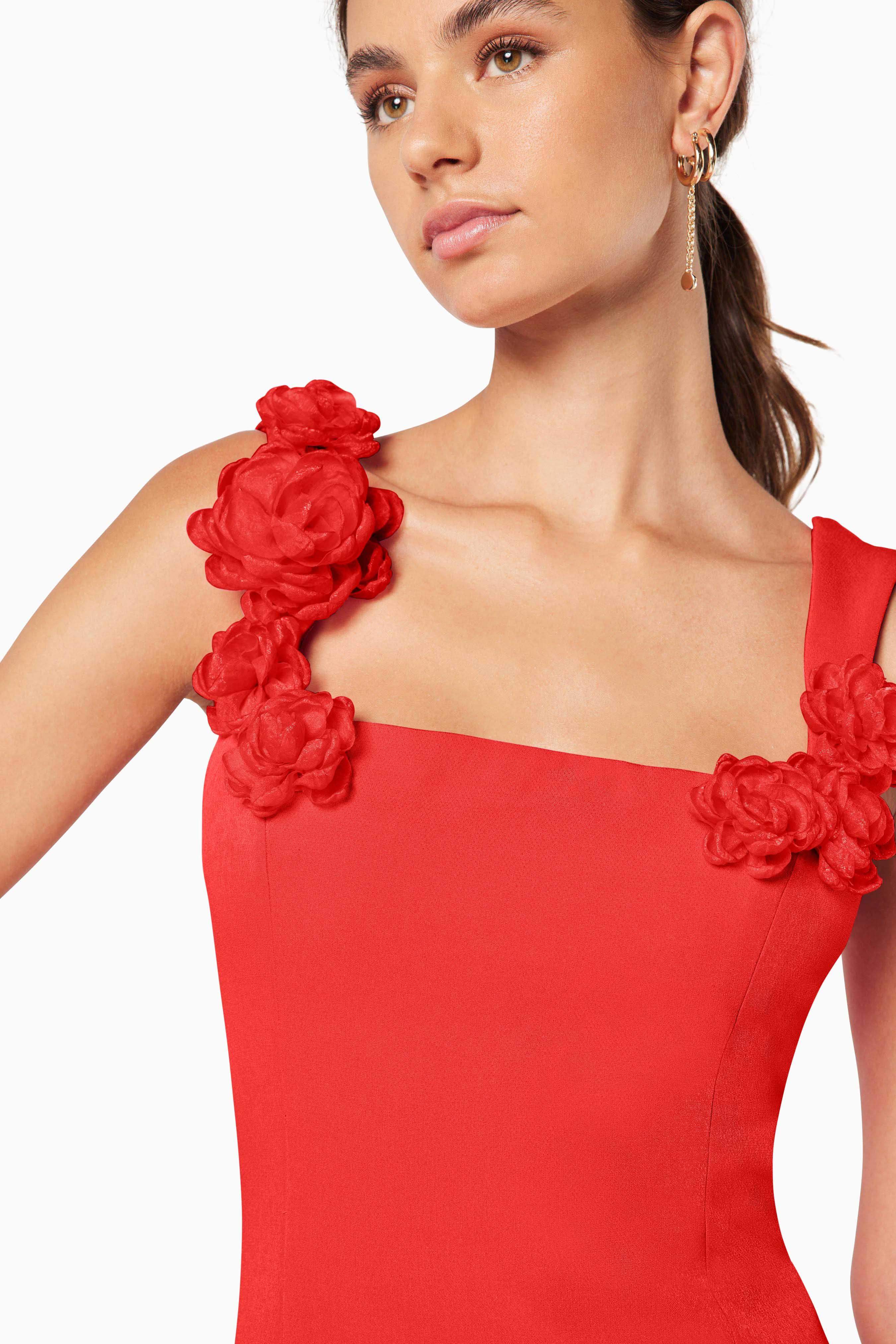 Trompe 3D Floral Mini Dress Red - Image 6