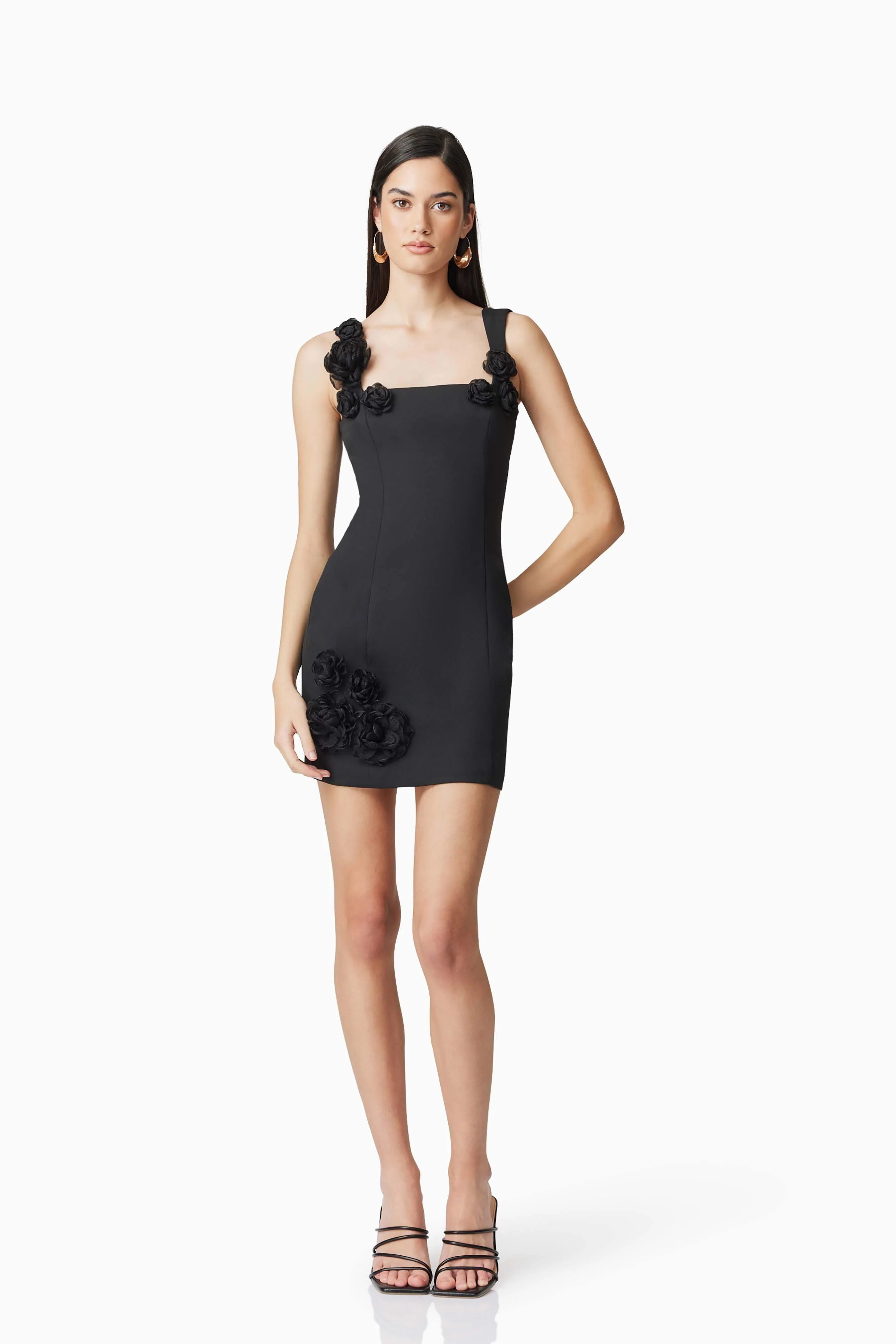 Trompe 3D Floral Mini Dress Black - Image 5