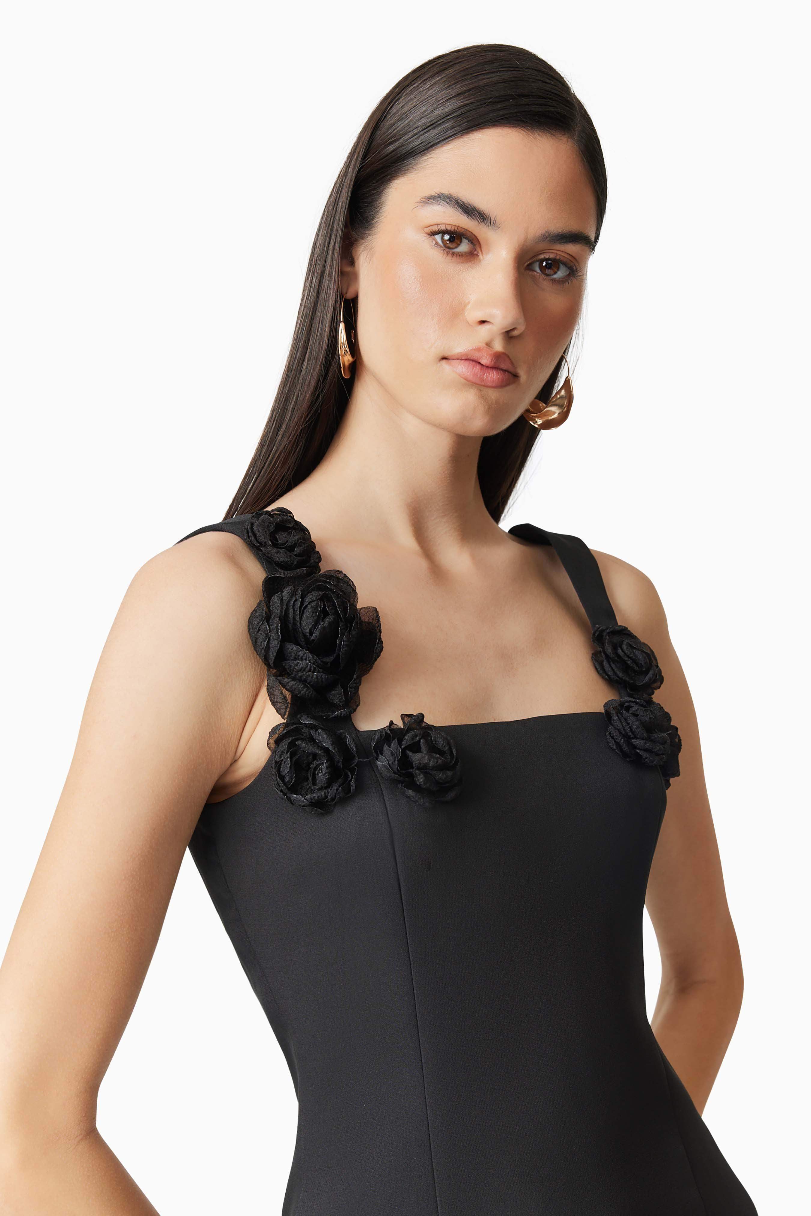 Trompe 3D Floral Mini Dress Black - Image 9
