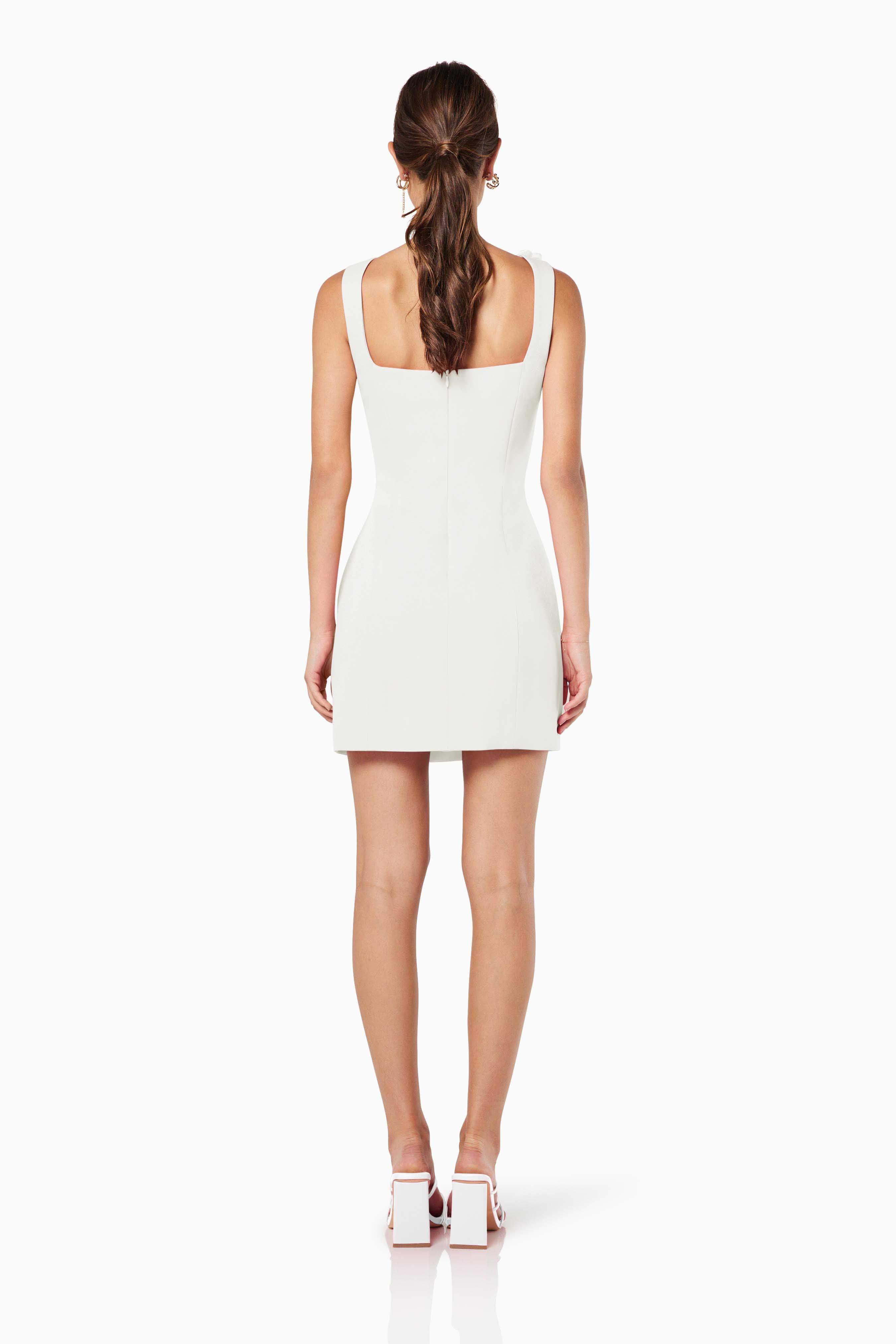 Trompe 3D Floral Mini Dress In White - Image 4