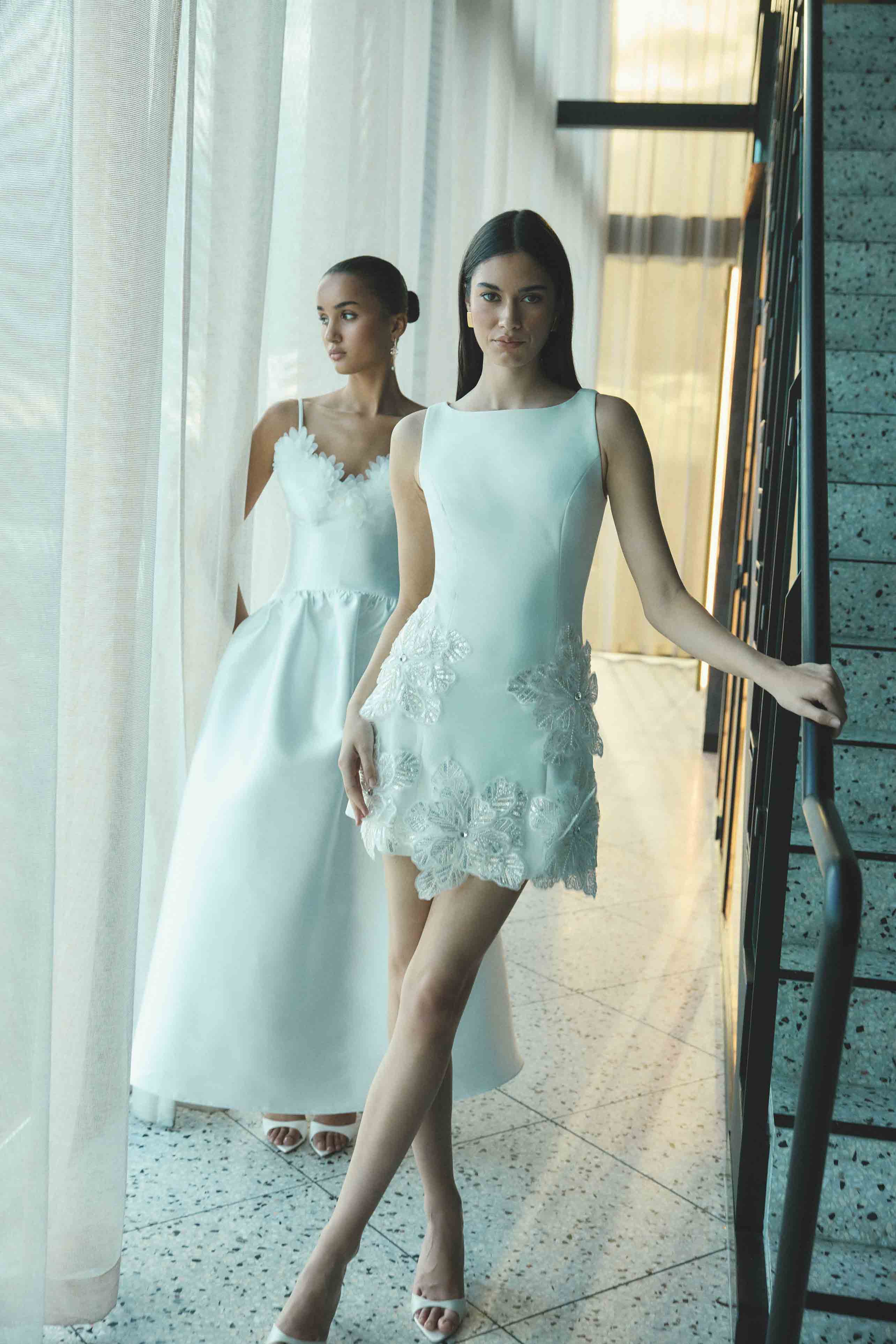 Tula Shift Mini Dress in White - Image 2
