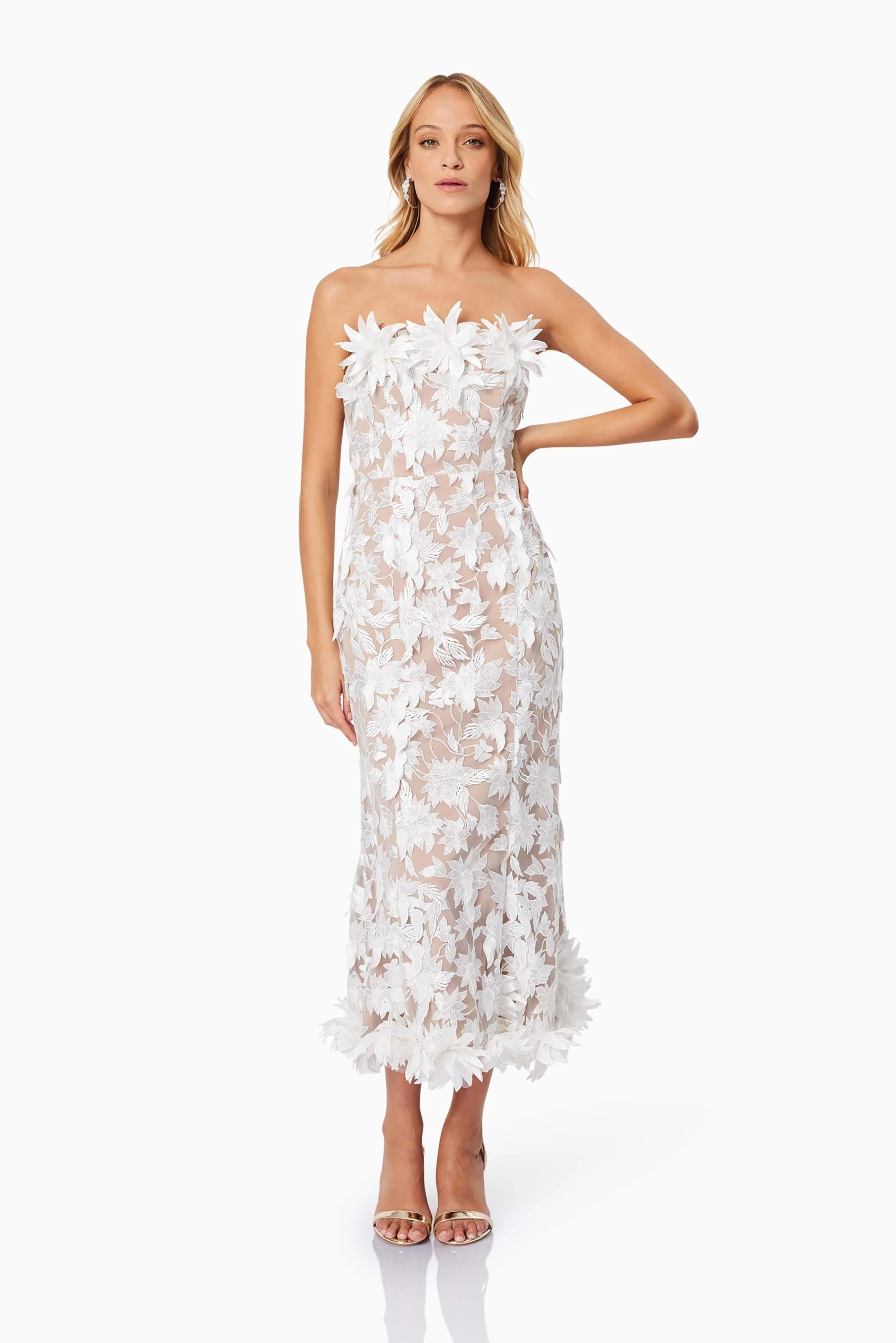 Valentina Midi Cocktail Dress in White - Image 4