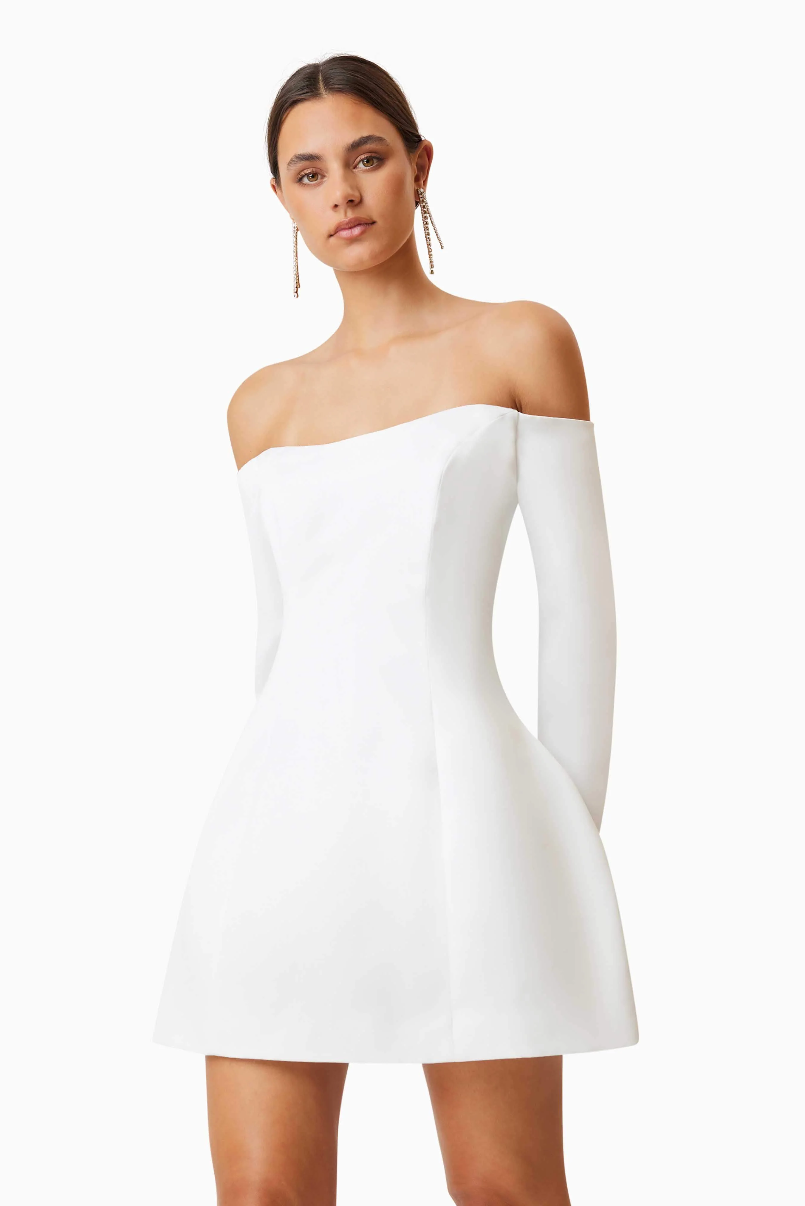 Vida Off The Shoulder Day Mini Dress In White - Image 3