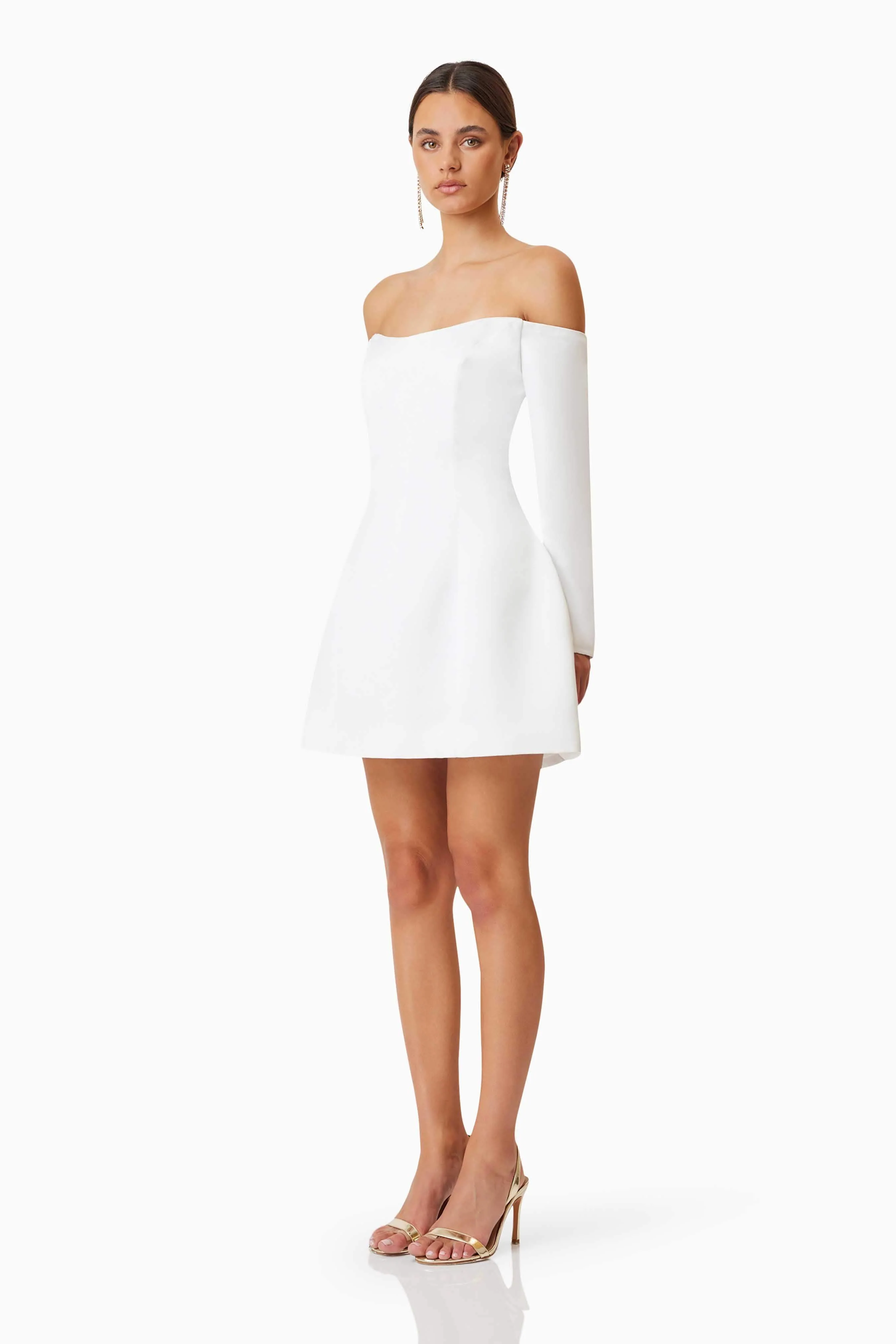 Vida Off The Shoulder Day Mini Dress In White - Image 4