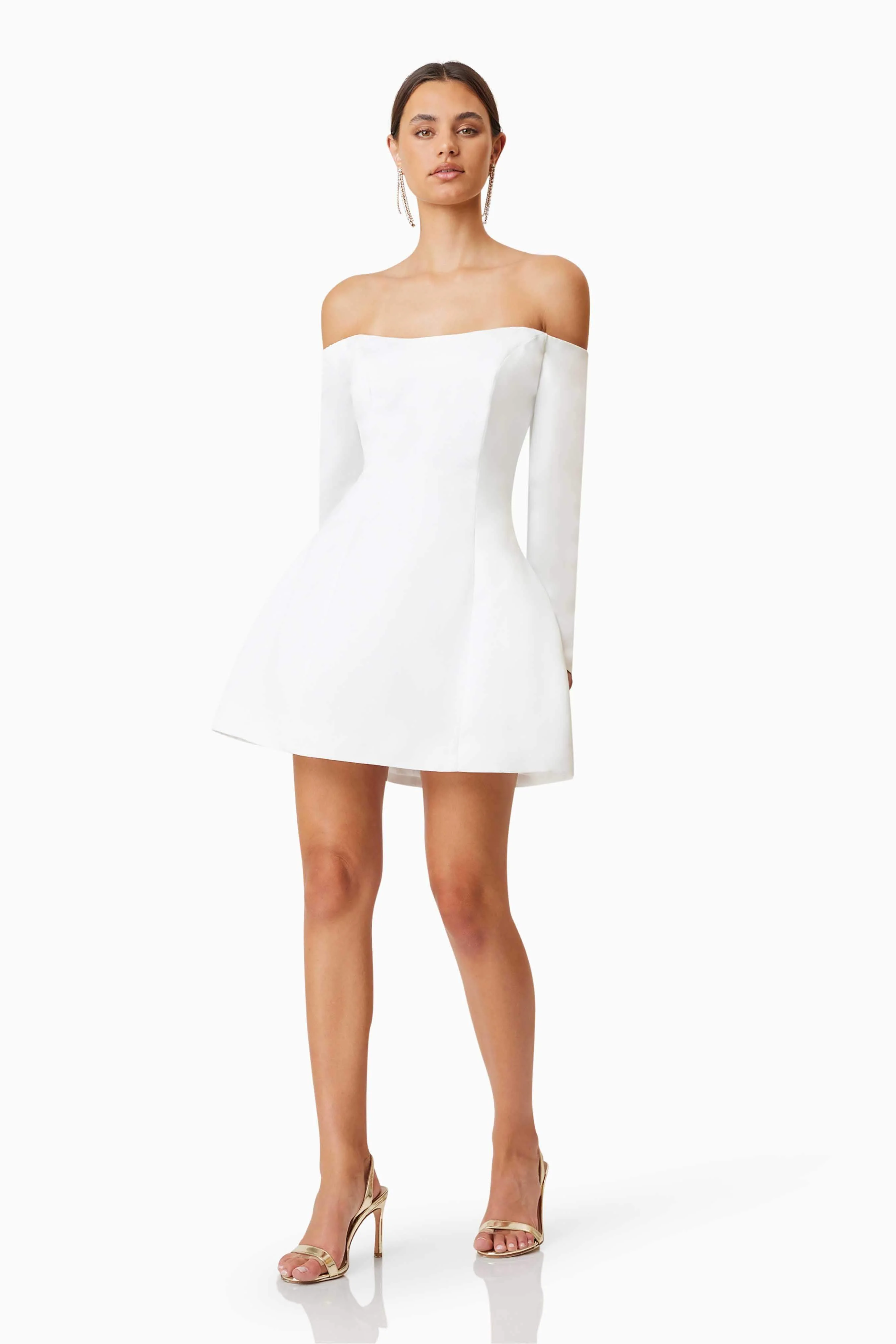 Vida Off The Shoulder Day Mini Dress In White - Image 5