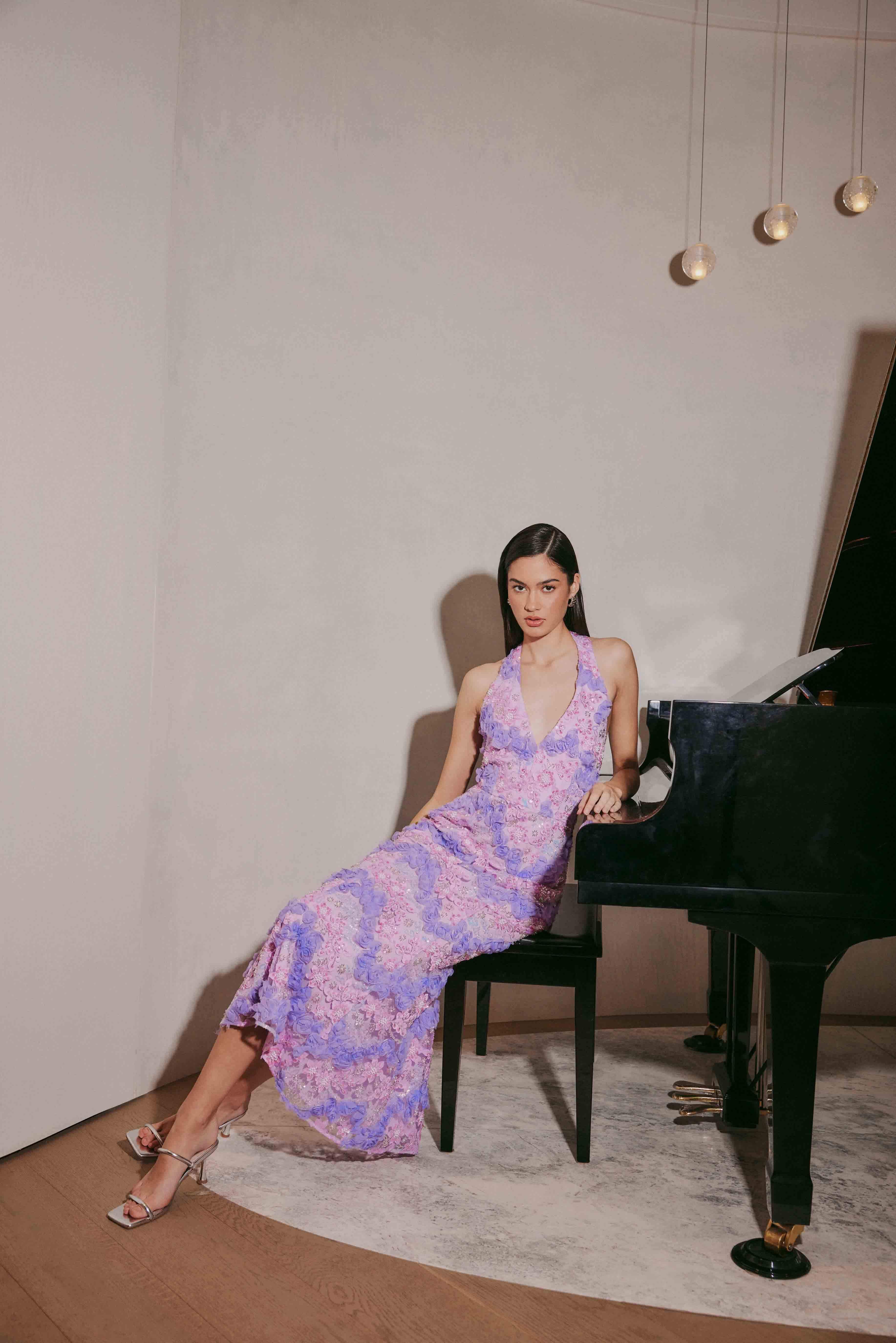 Vonni Halter Maxi Dress in Purple - Image 2