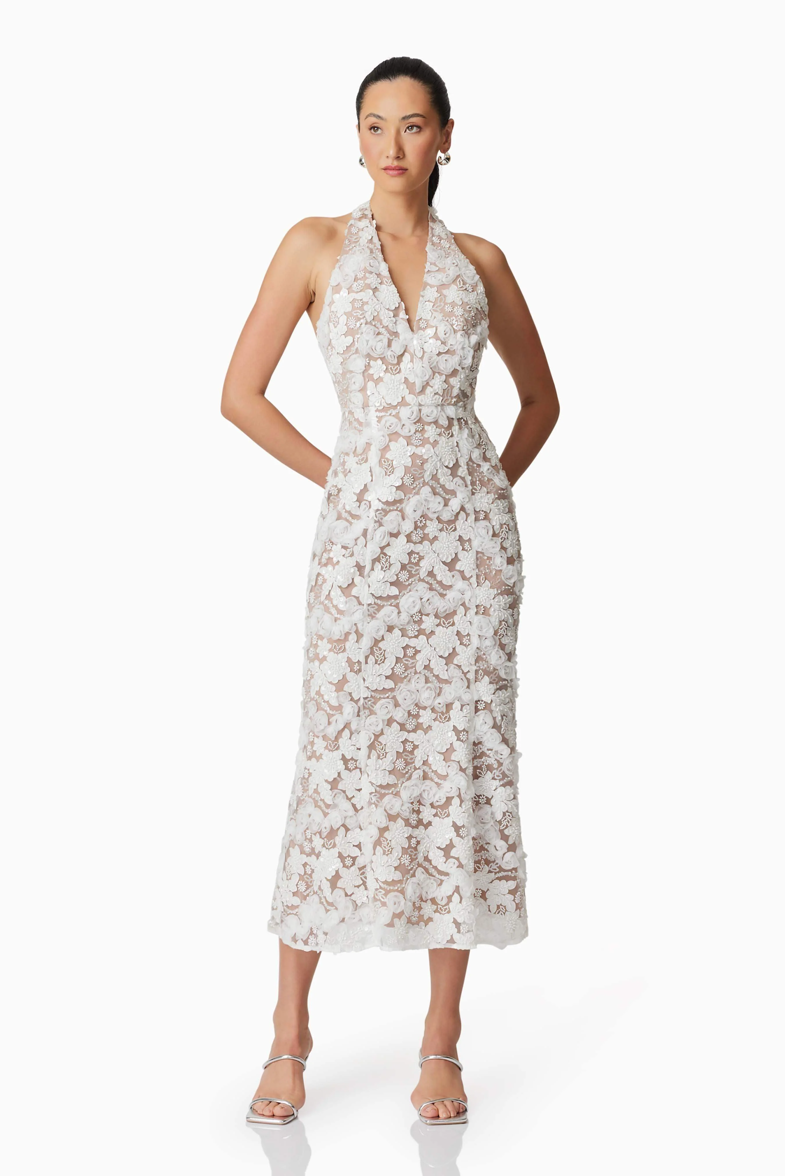 Vonni Halter Maxi Dress in White - Image 4