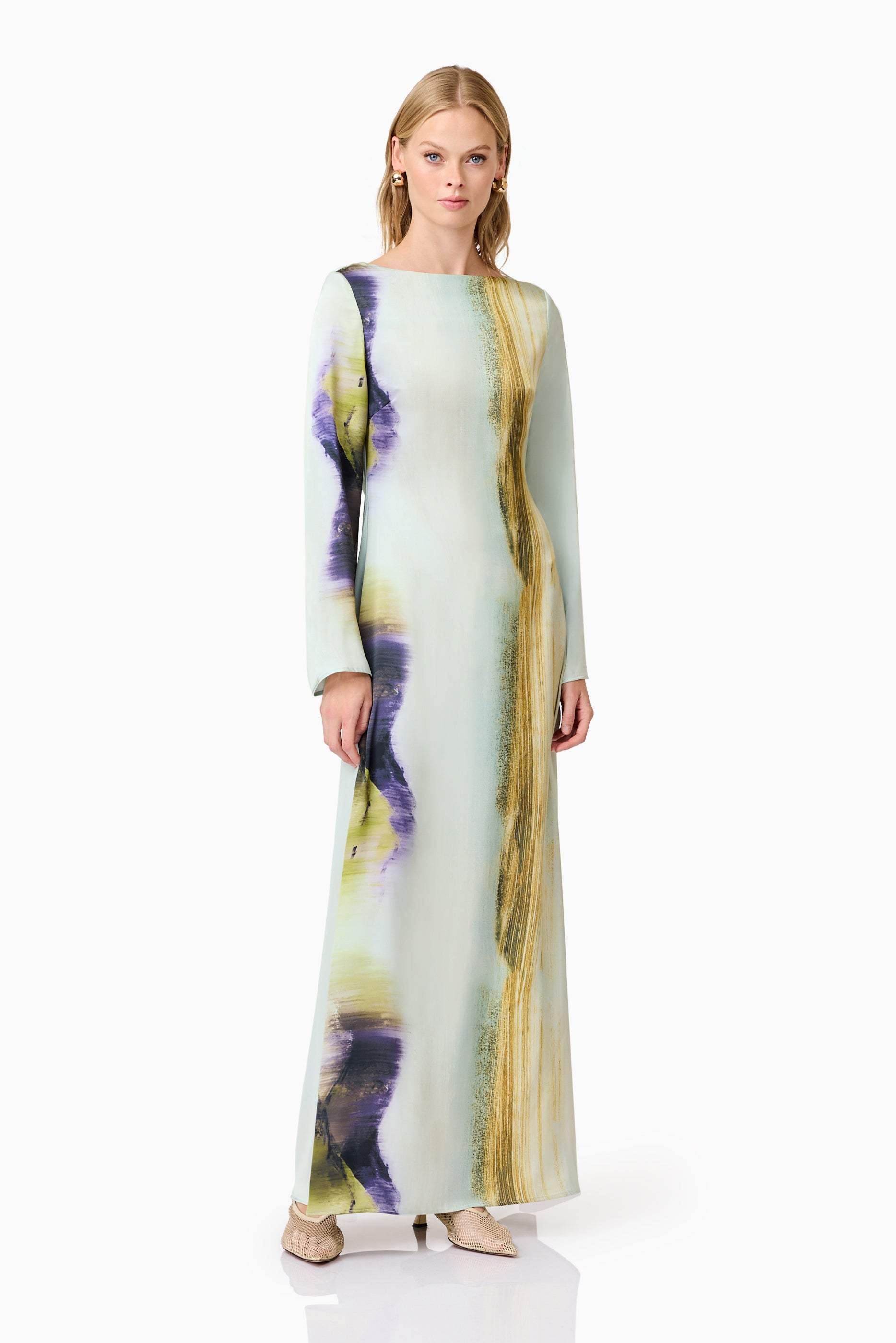 CURAAE Willow Satin Maxi Dress In Blue - Image 4