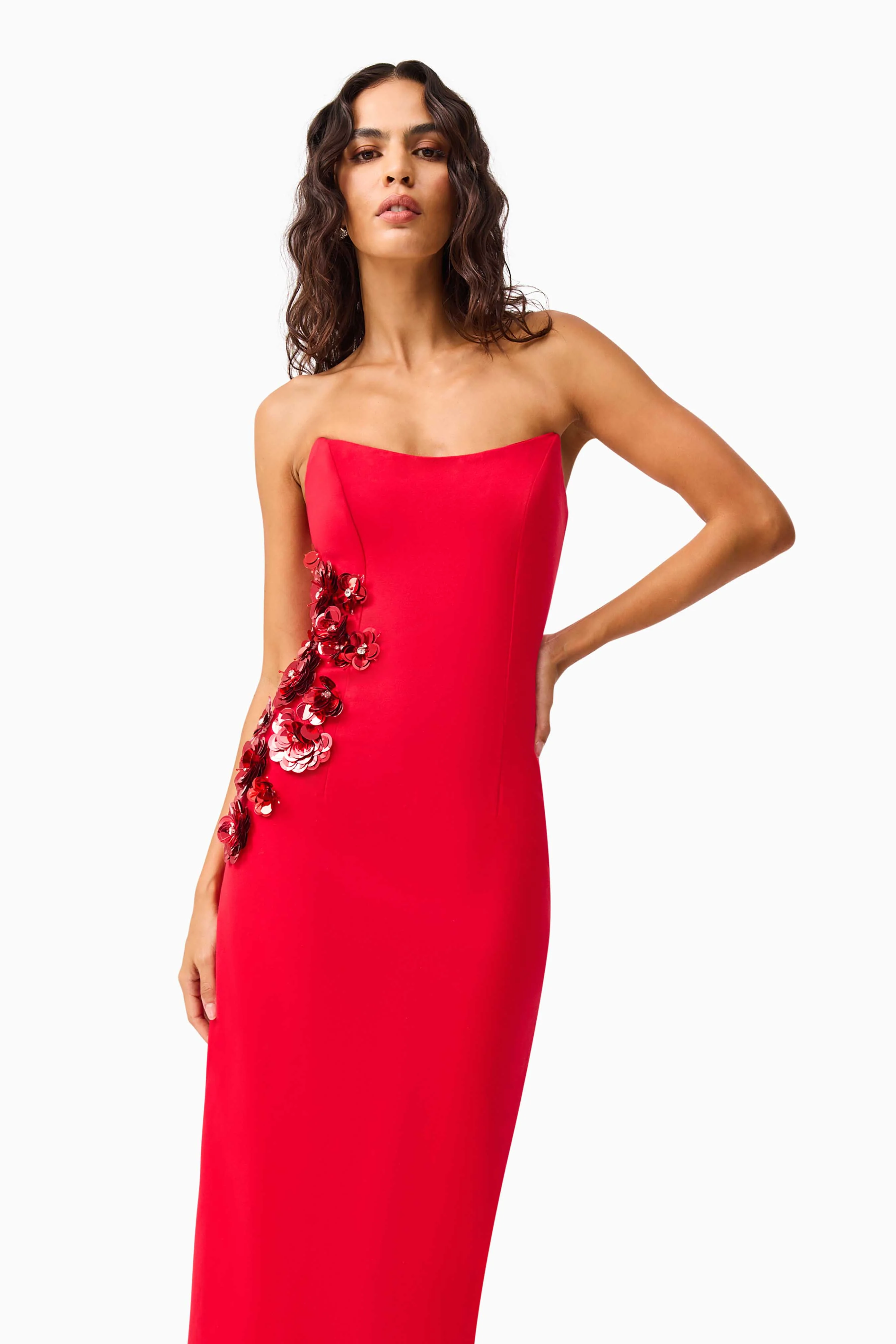 Yasmine Strapless Maxi Dress in Red - Image 2