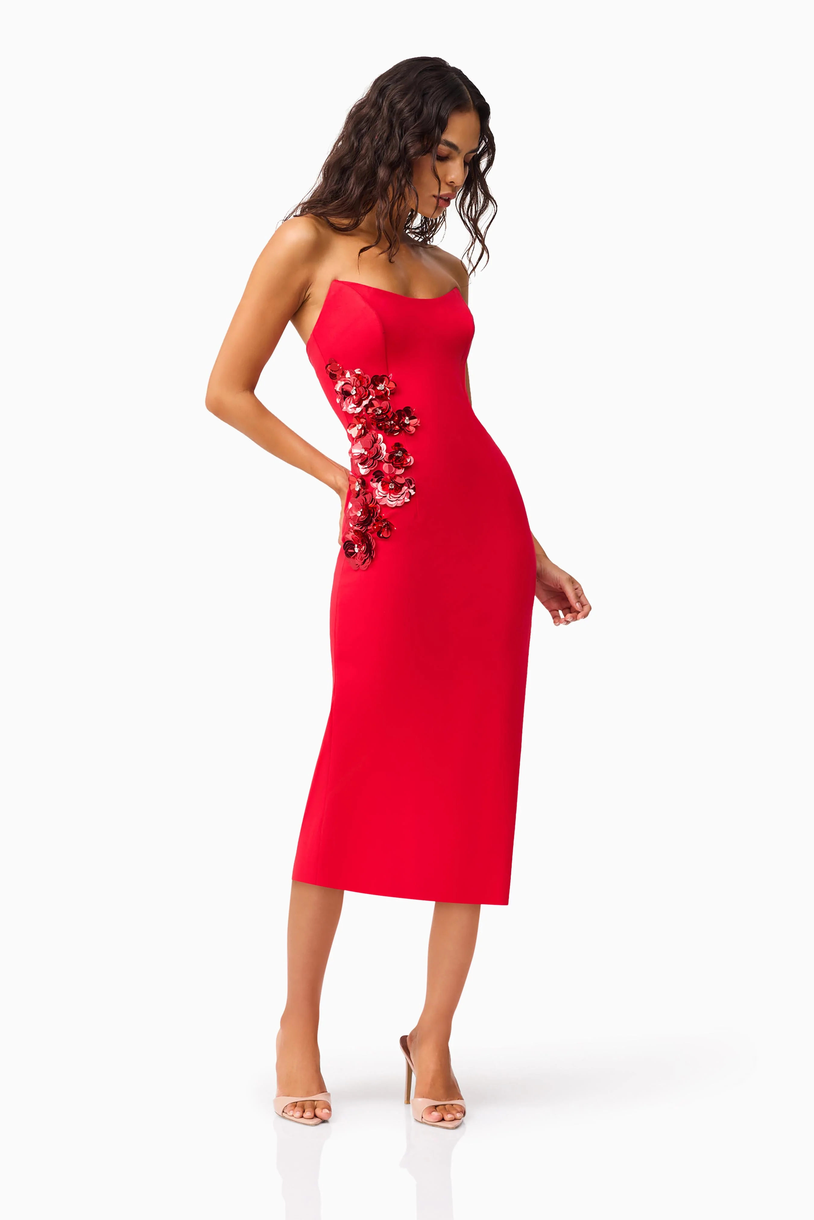 Yasmine Strapless Maxi Dress in Red - Image 4