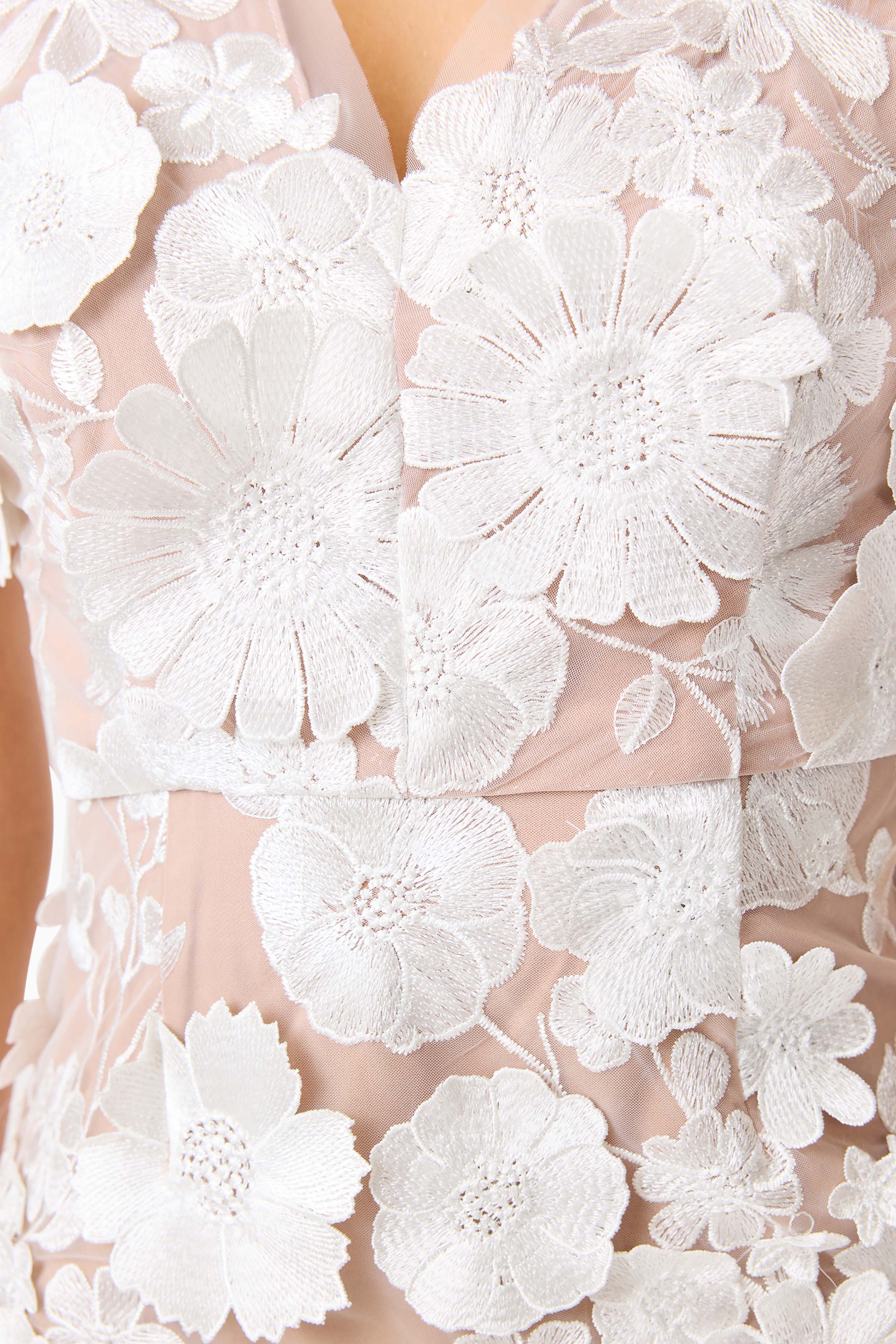 Zayla 3D Floral Mini Dress in White - Image 7